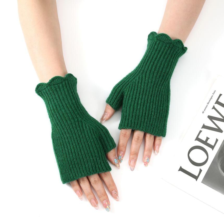 Ribbed Knit Fingerless Gloves Product Image