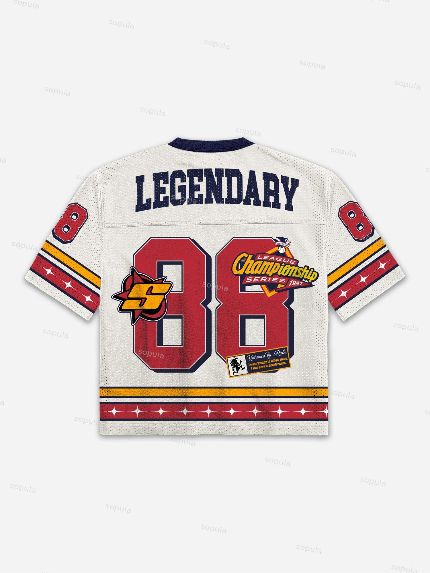 No. 88 Faux Racing Suit Sport Badge Collage Graphic Cropped Jerseys Mesh Tee Product Image