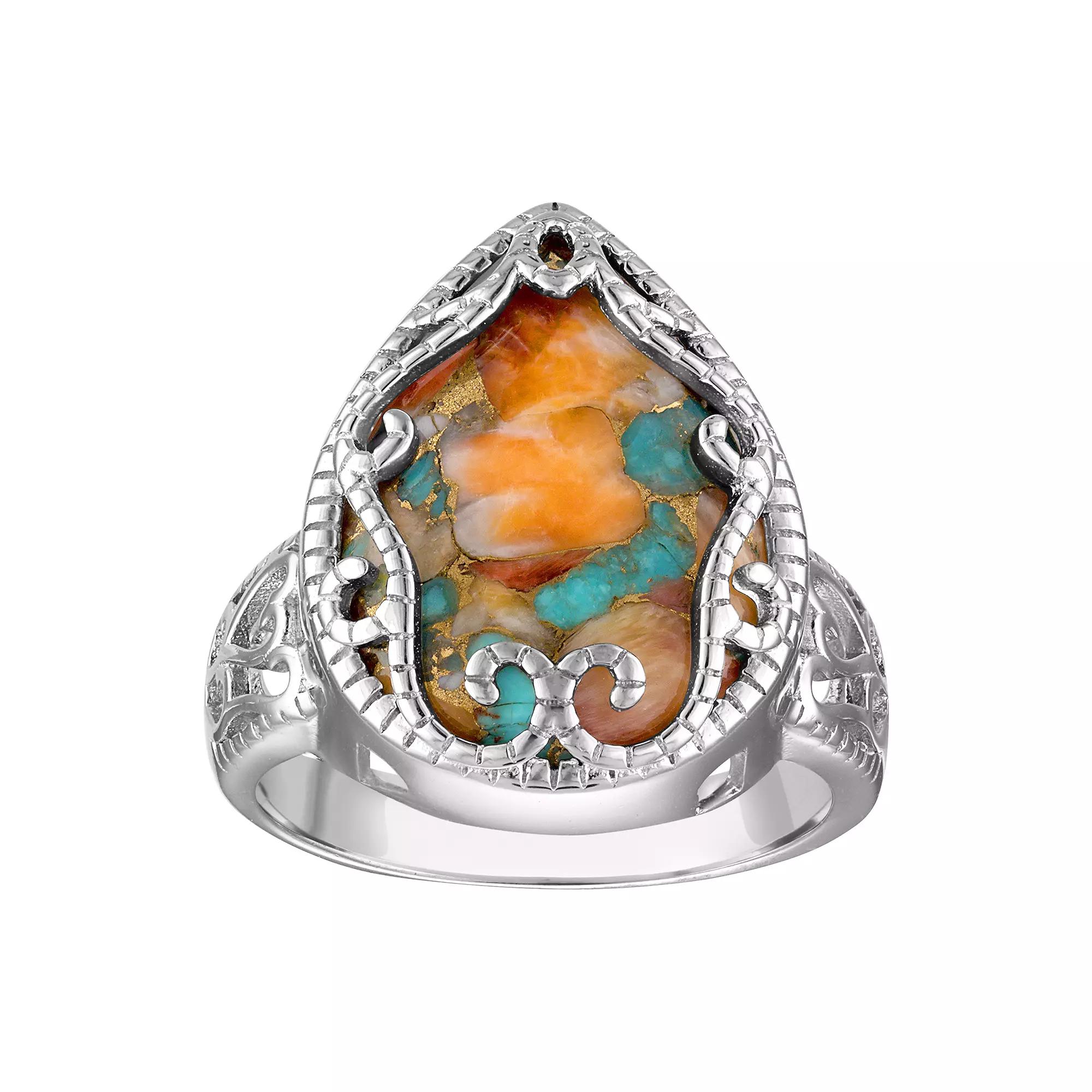 Designs by Gioelli Sterling Silver Blue Oyster Turquoise Ring, Women's, Size: 10 Product Image