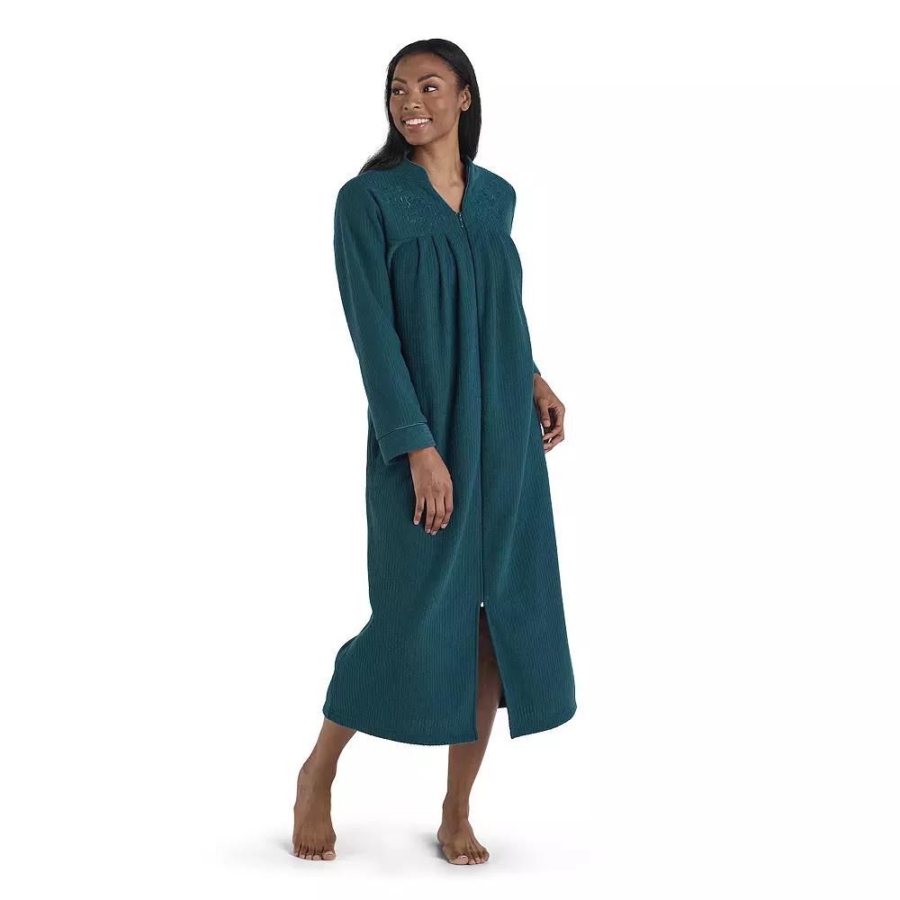 Petite Miss Elaine Essentials Brushed Back Terry Long Zip Robe, Women's,  Product Image