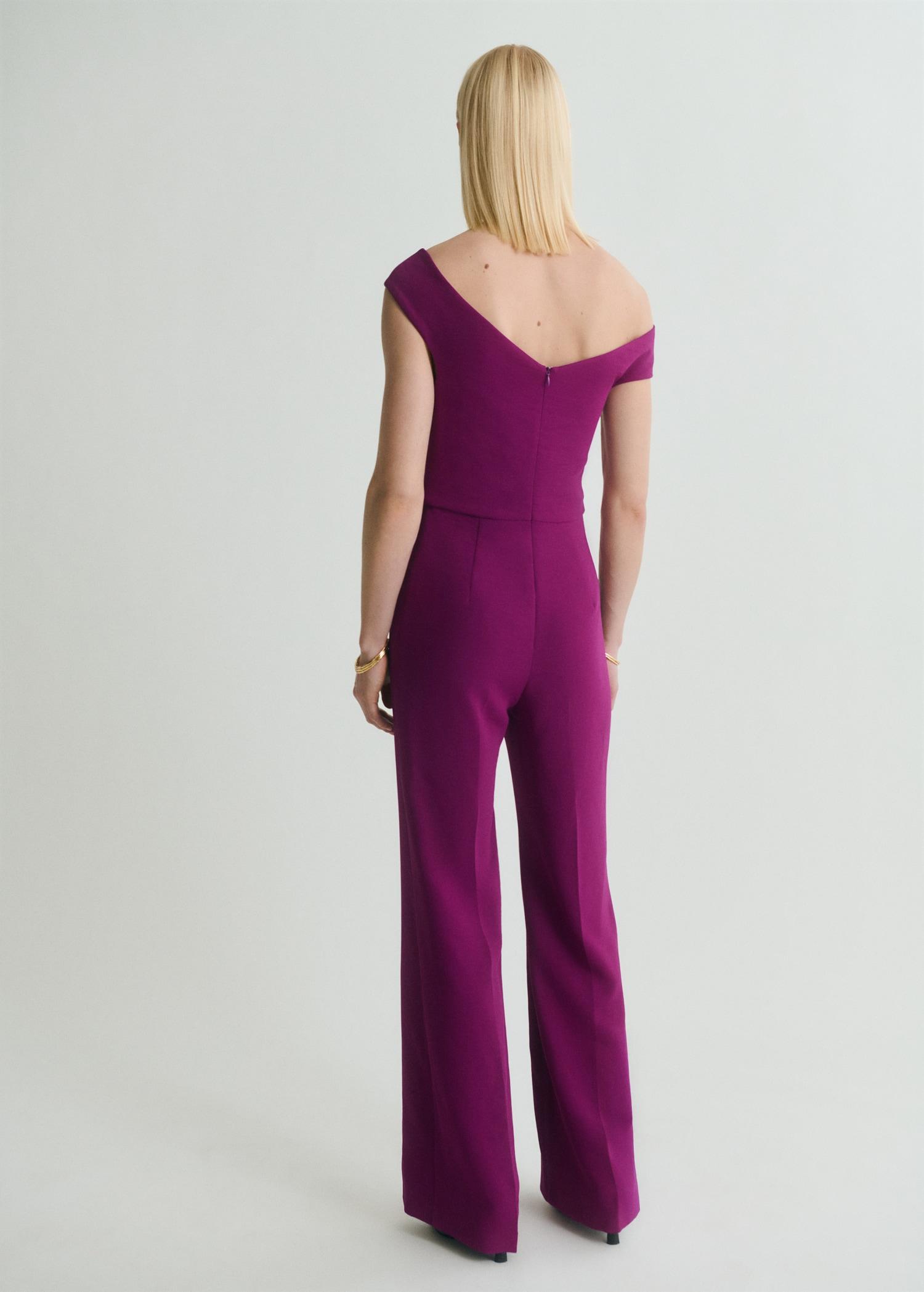 Long jumpsuit with asymmetrical neck - Women | MANGO USA Product Image