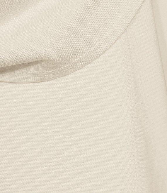 Bryn Walker Lavinia Stretch Jersey Modal Ponte Cowl Neck Short Sleeve Crossover High-Low Hem Tunic Product Image