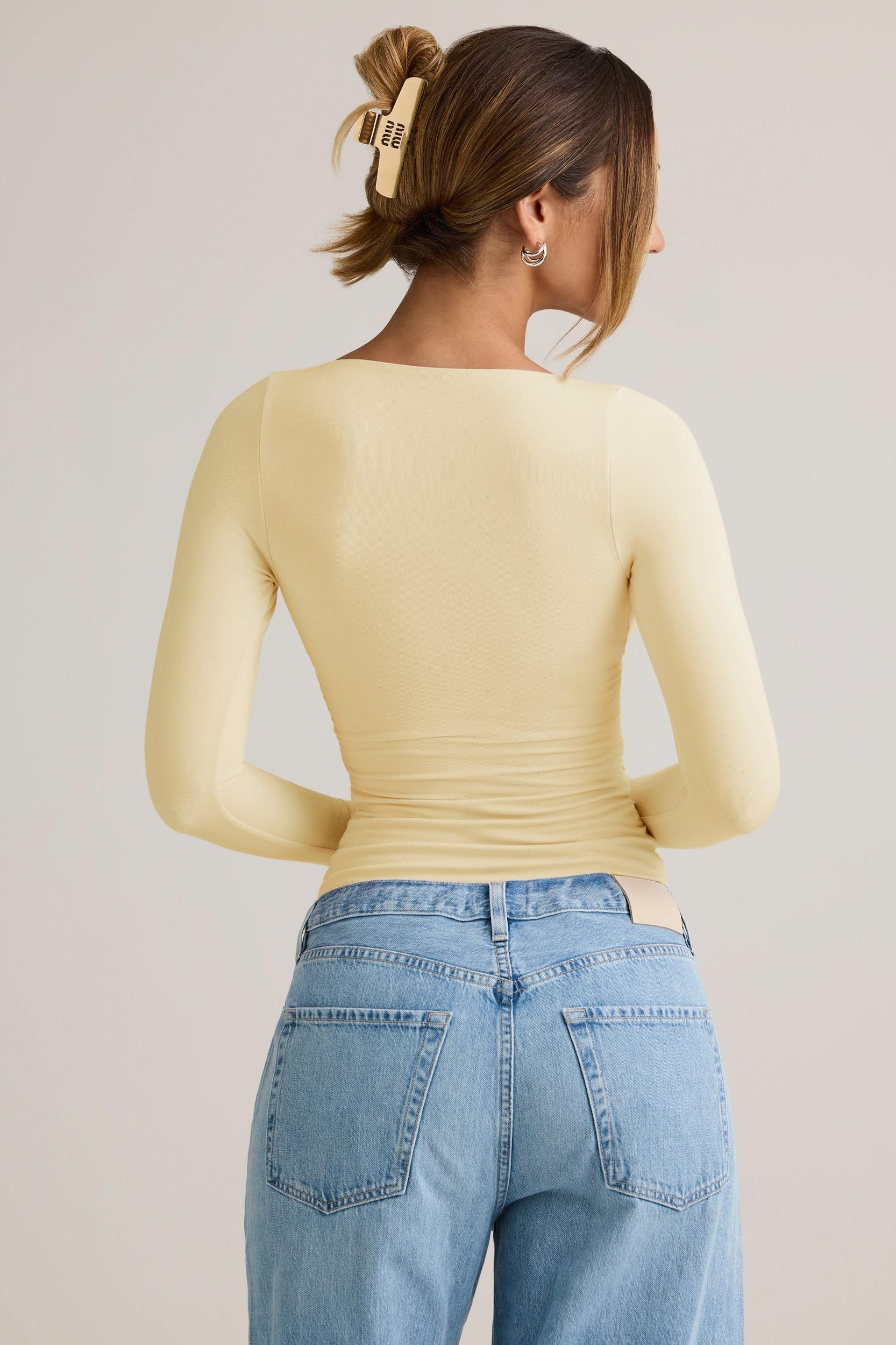 Modal Ruched Long-Sleeve Top in ButterCream Yellow Product Image