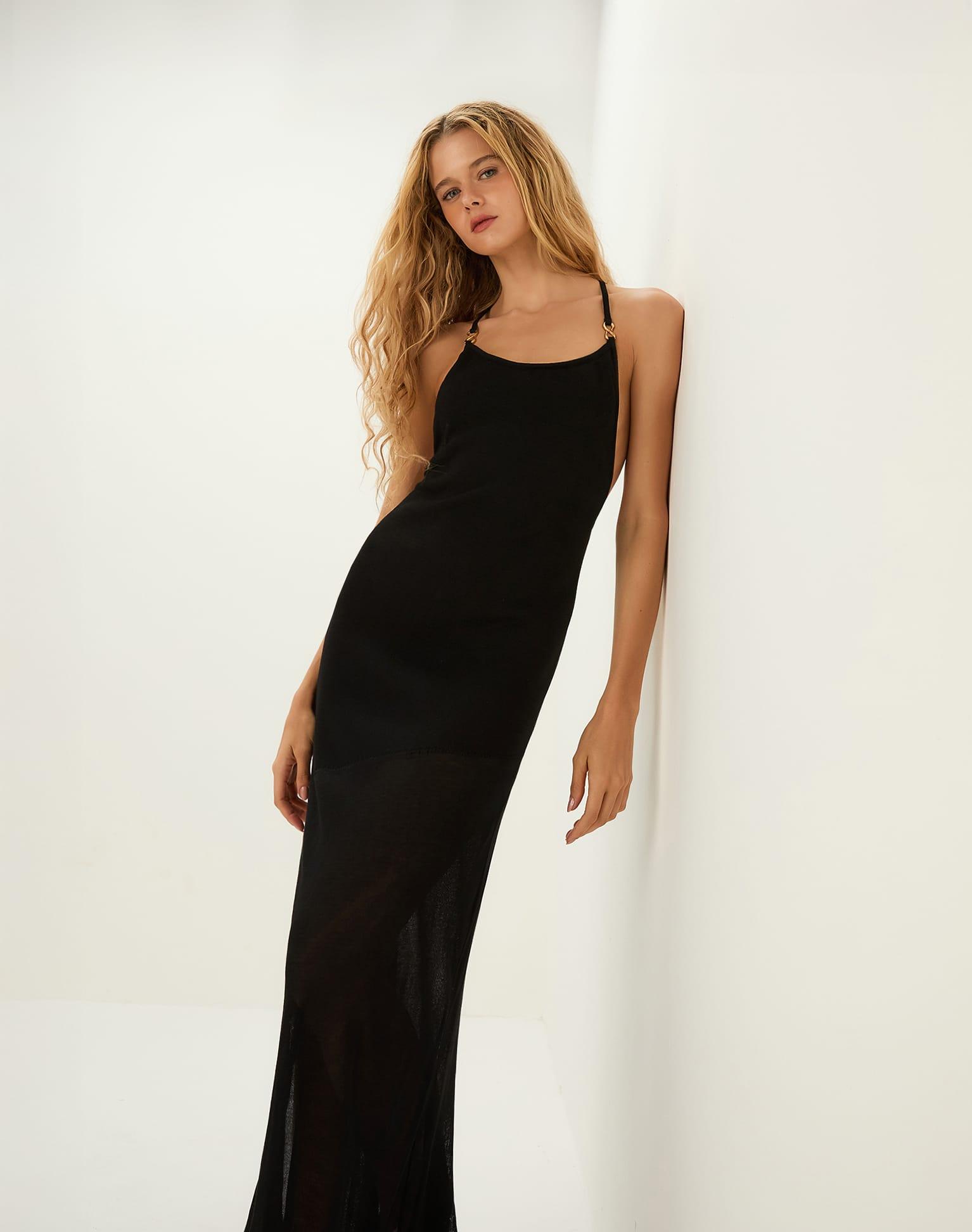 Knit Daphne Long Dress - Black Product Image