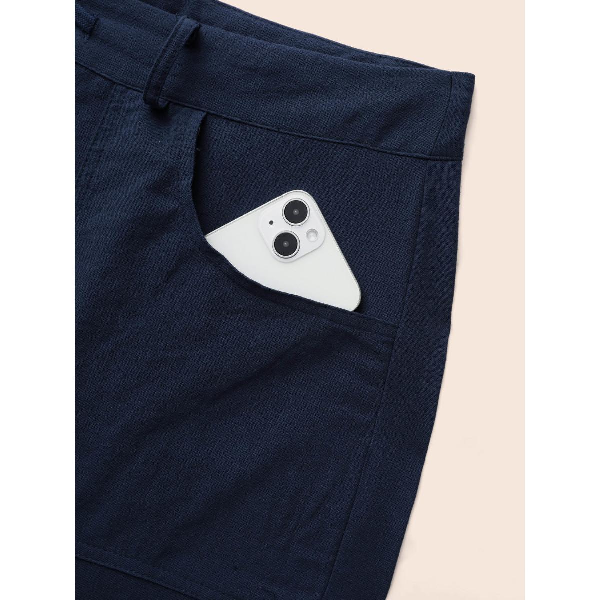 Plus Size Mid Rise Drawstring Wide Leg Pants Women Indigo Casual Wide Leg Mid Rise Everyday Pants BloomChic 12/L Product Image