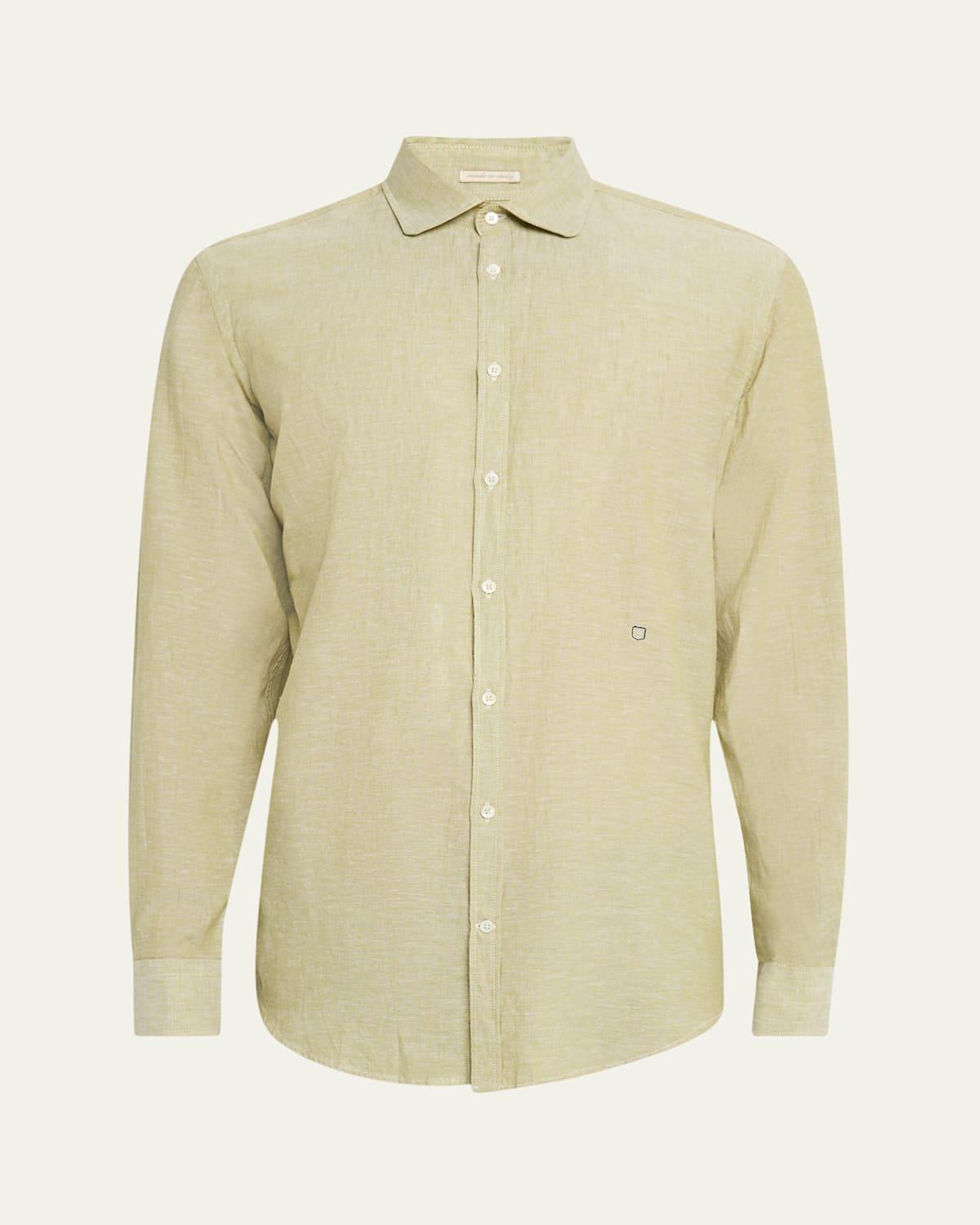 Mens Canary Linen and Cotton Sport Shirt Product Image