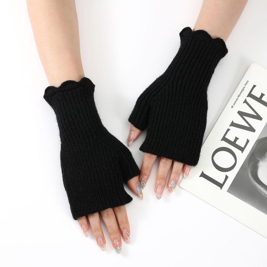 Ribbed Knit Fingerless Gloves Product Image