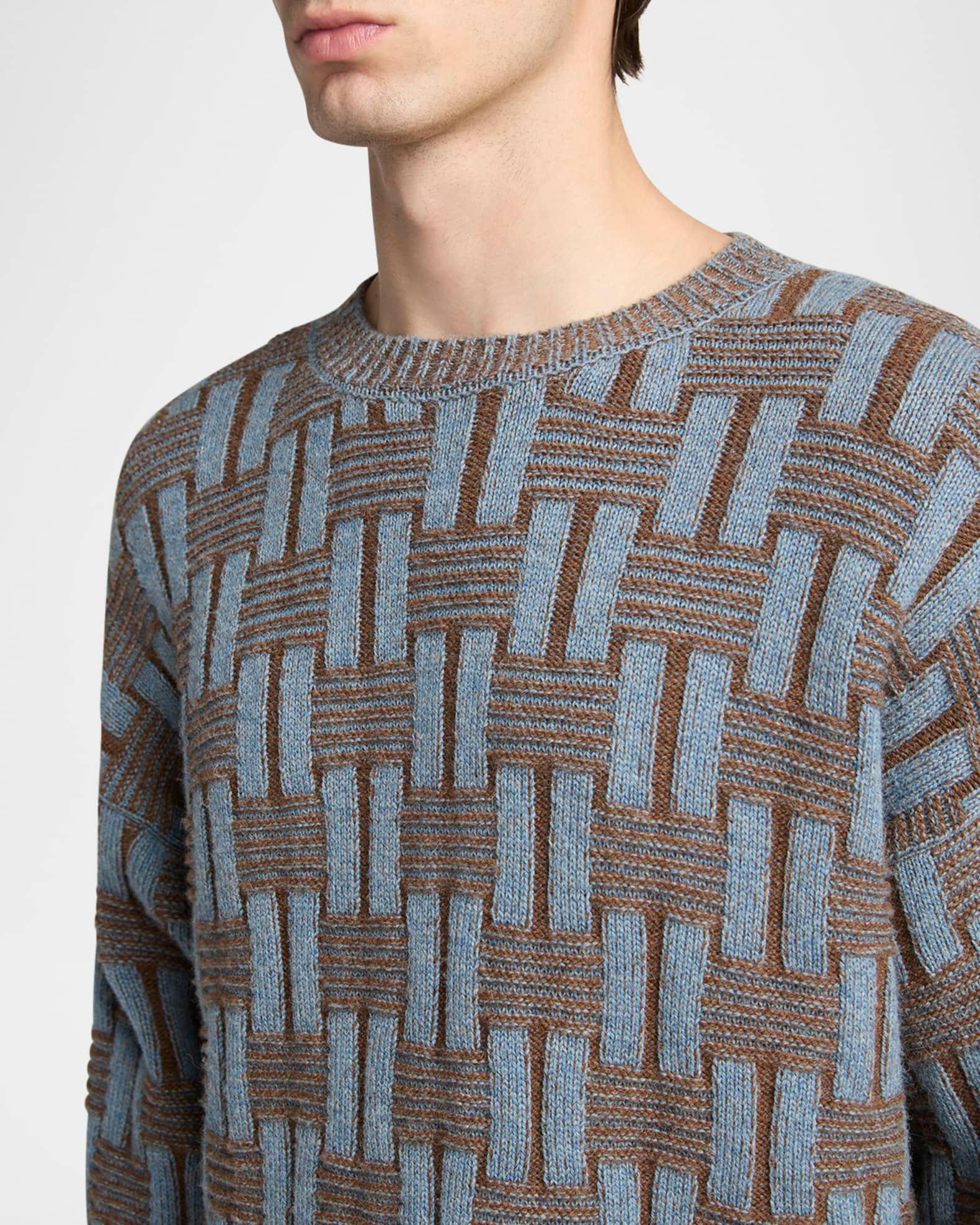 Men's Basketweave Wool Crewneck Sweater Product Image