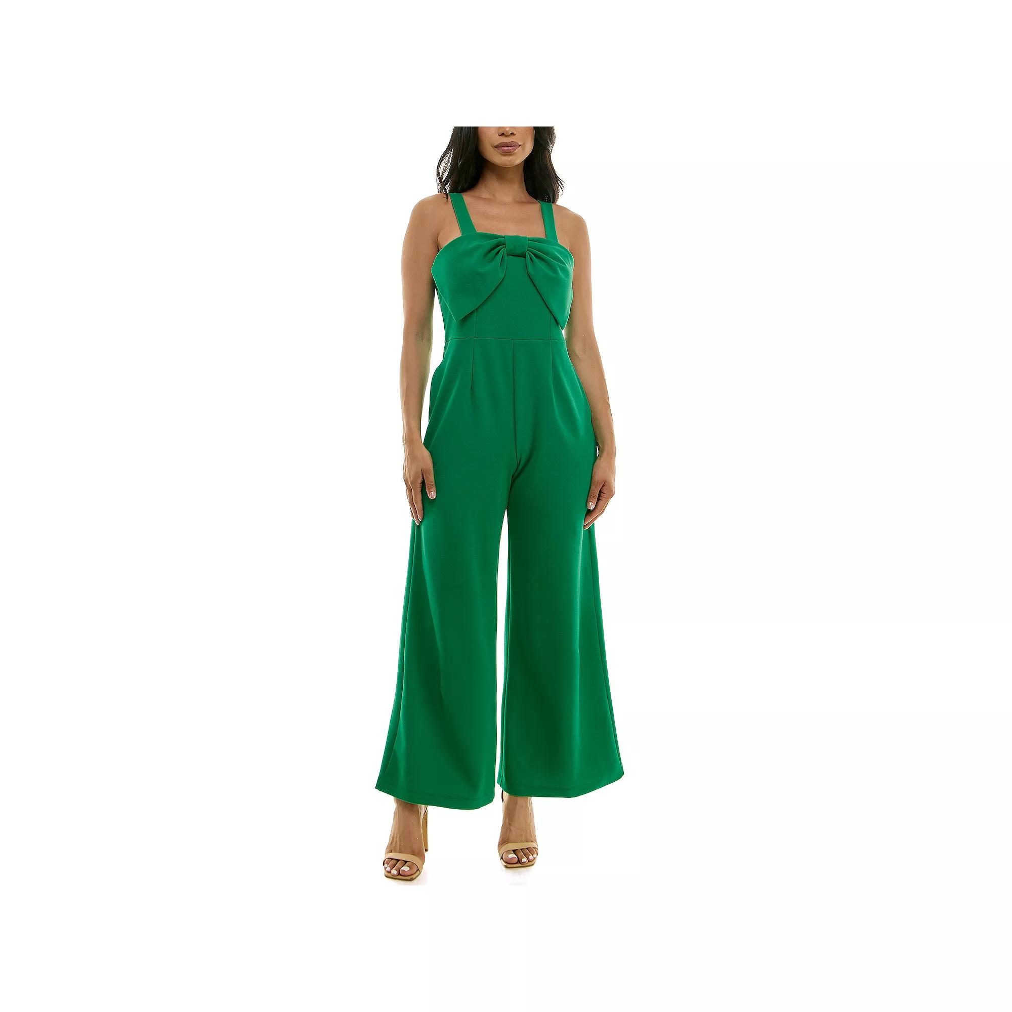 Women's Nina Leonard Large Bow Jumpsuit,  Product Image