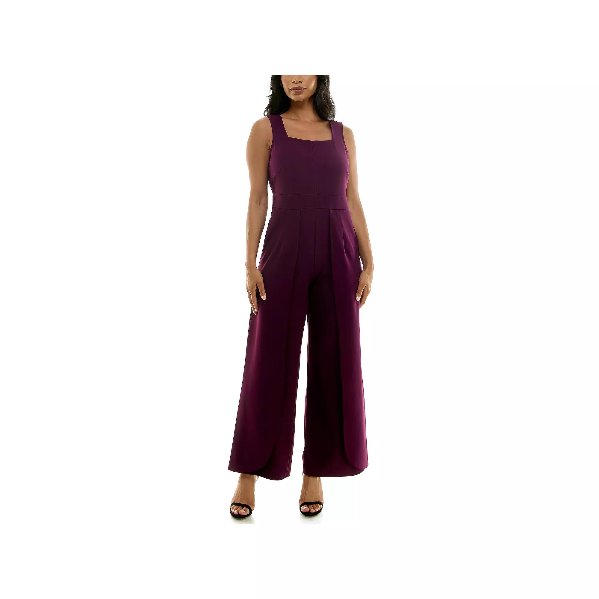 Women's Nina Leonard Squareneck Wide-Leg Jumpsuit,  Product Image