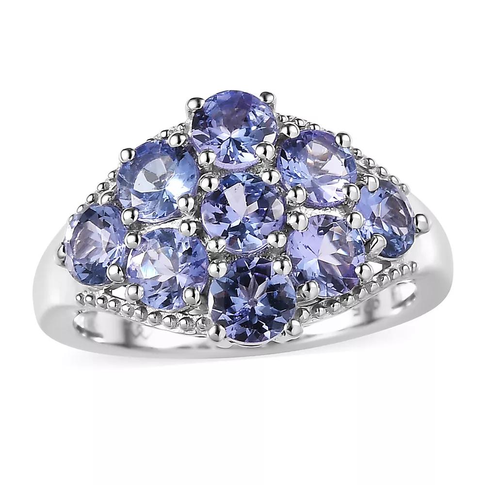 Sterling Silver Tanzanite Cluster Ring, Women's, Size: 6 Product Image
