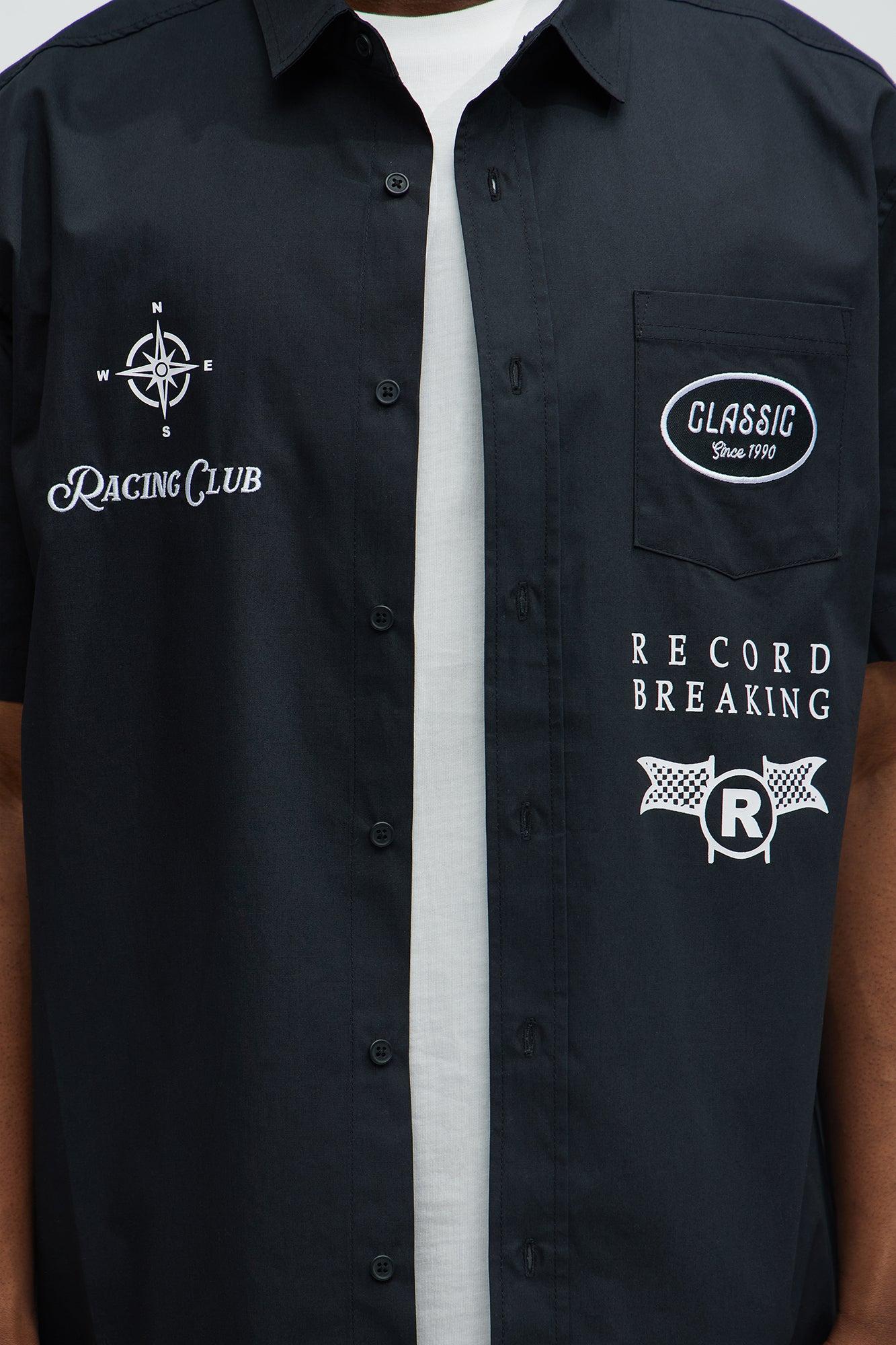 Racing Club Short Sleeve Button Down Shirt  - Black Product Image