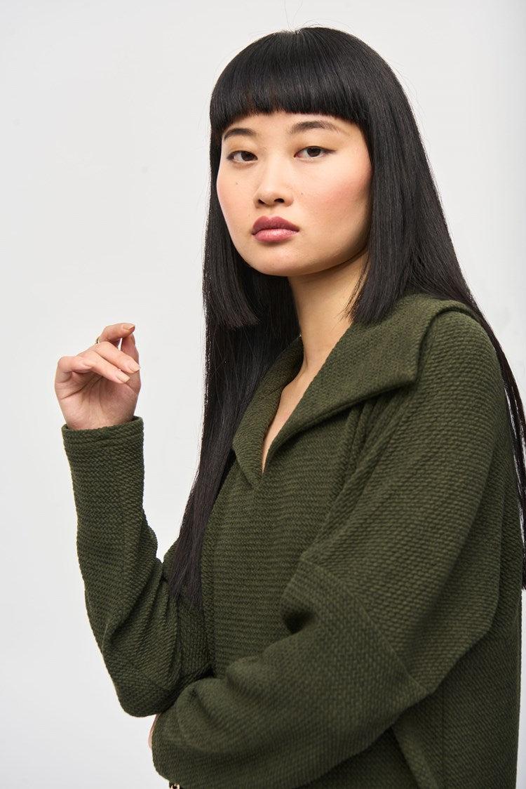 Textured Sweater Knit Boxy Top - Iguana Product Image