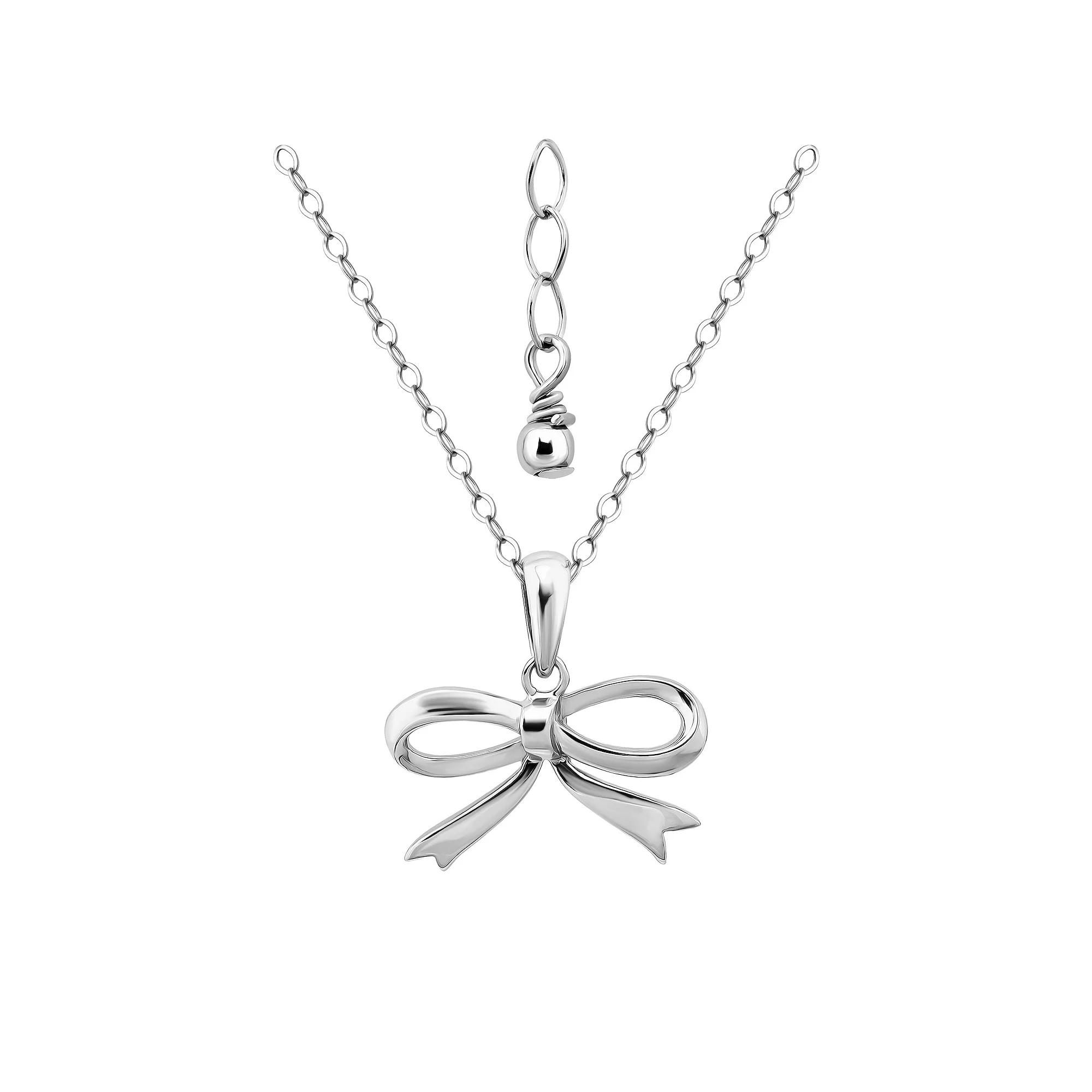 Aleure Precioso 18k Gold over Sterling Silver Bow Pendant Necklace, Womens Product Image