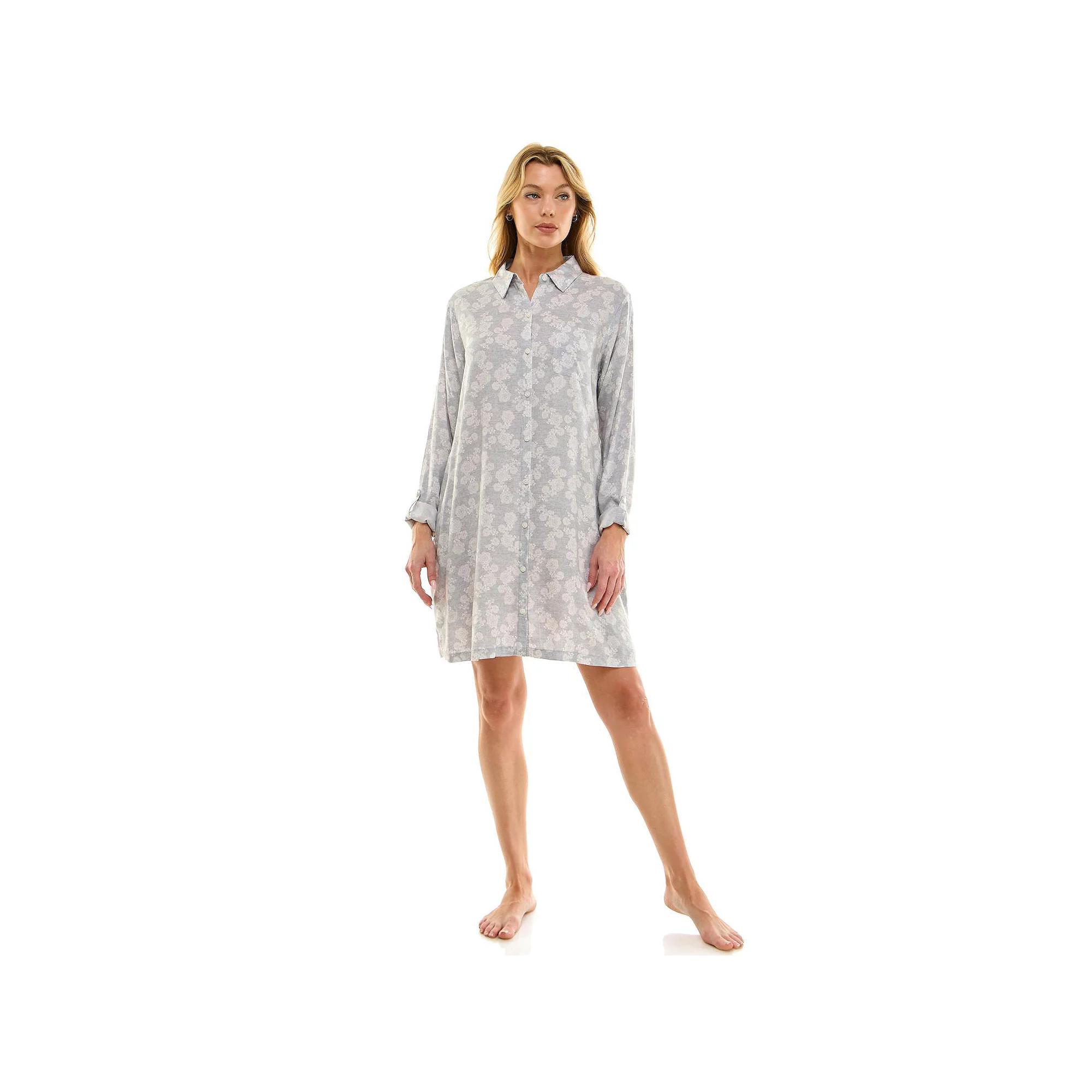 Women's Croft & Barrow® Woven Button-Up Sleepshirt,  Product Image