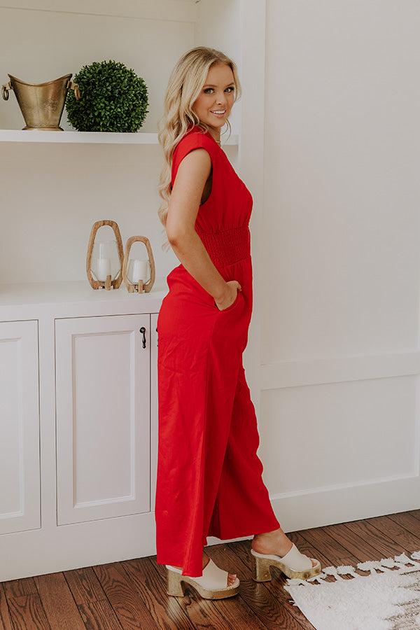 Vip Party Wide Leg Jumpsuit in Red Product Image