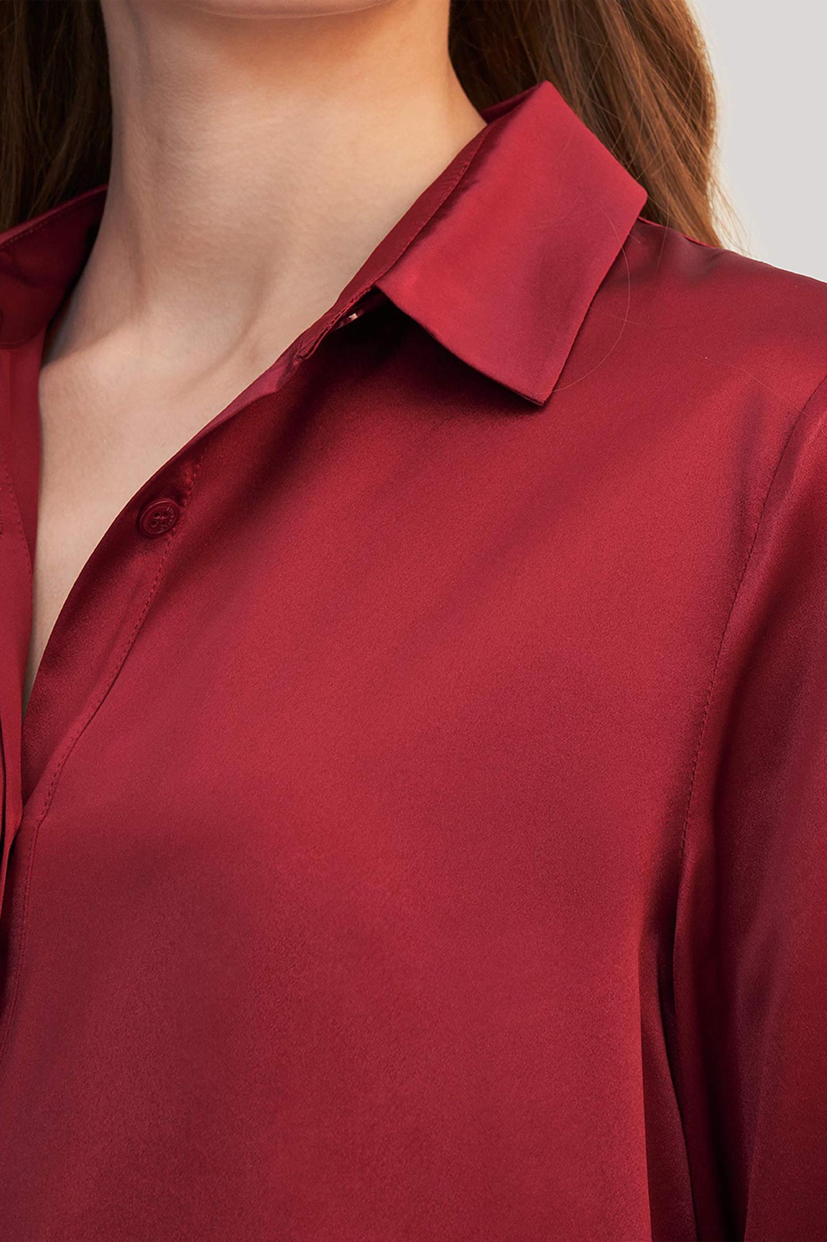 LILYSILK Silk Shirt Women - Dark Gray Mulberry Silk - Non-Toxic Dyes Concealed Mother-Of-Pearl Buttons Blouse Petite M Product Image