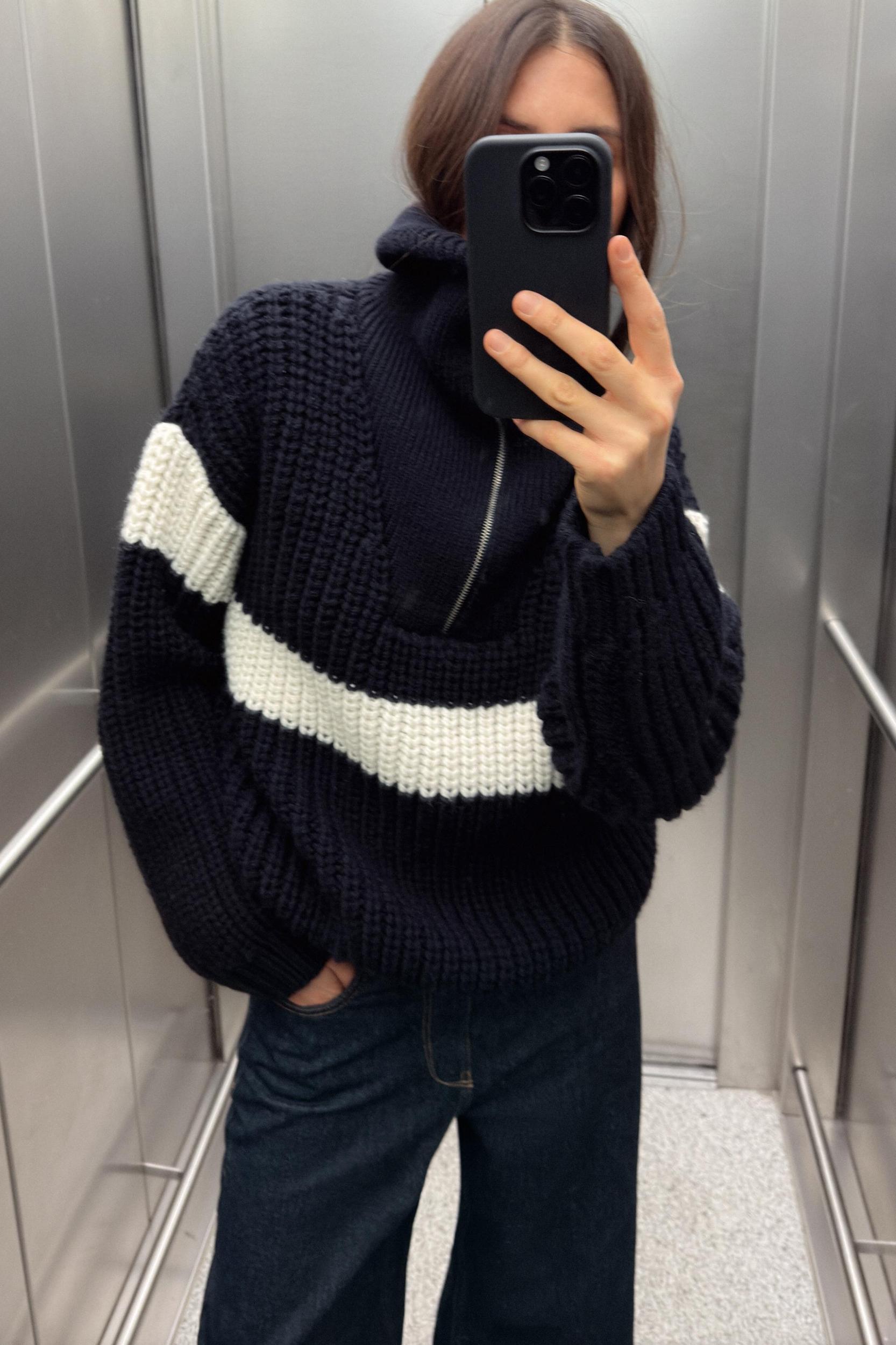 STRIPED KNIT SWEATER Product Image