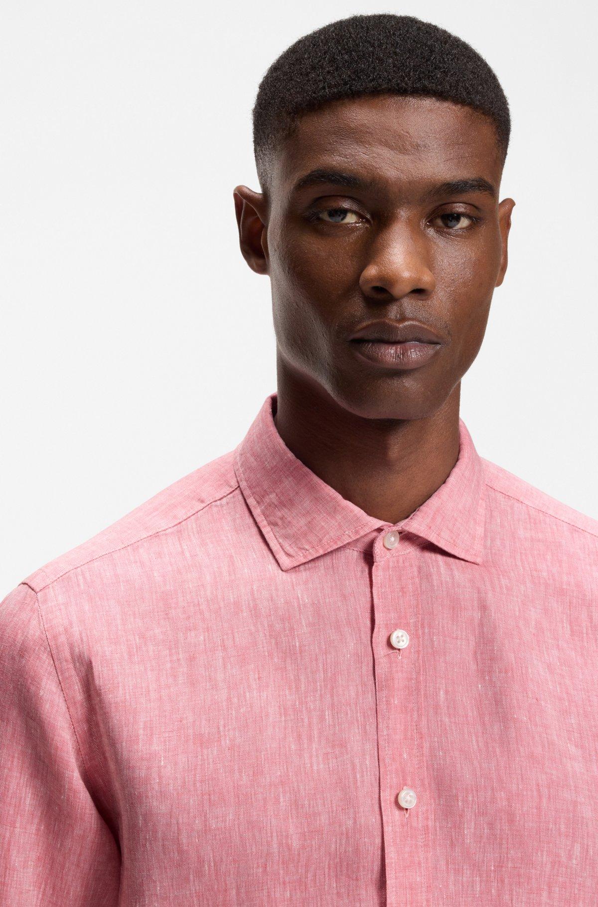 Regular-fit shirt in washed linen Product Image
