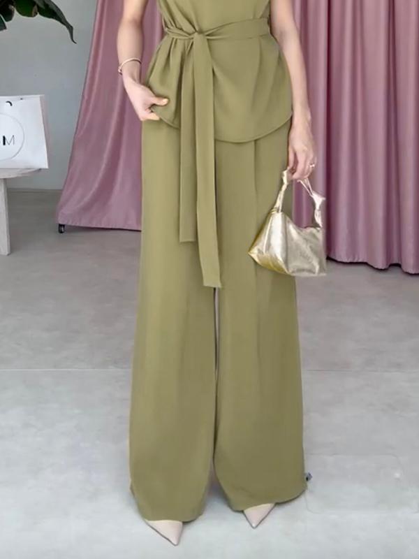 Straight Leg Solid Color Split-Joint Pants Trousers Product Image