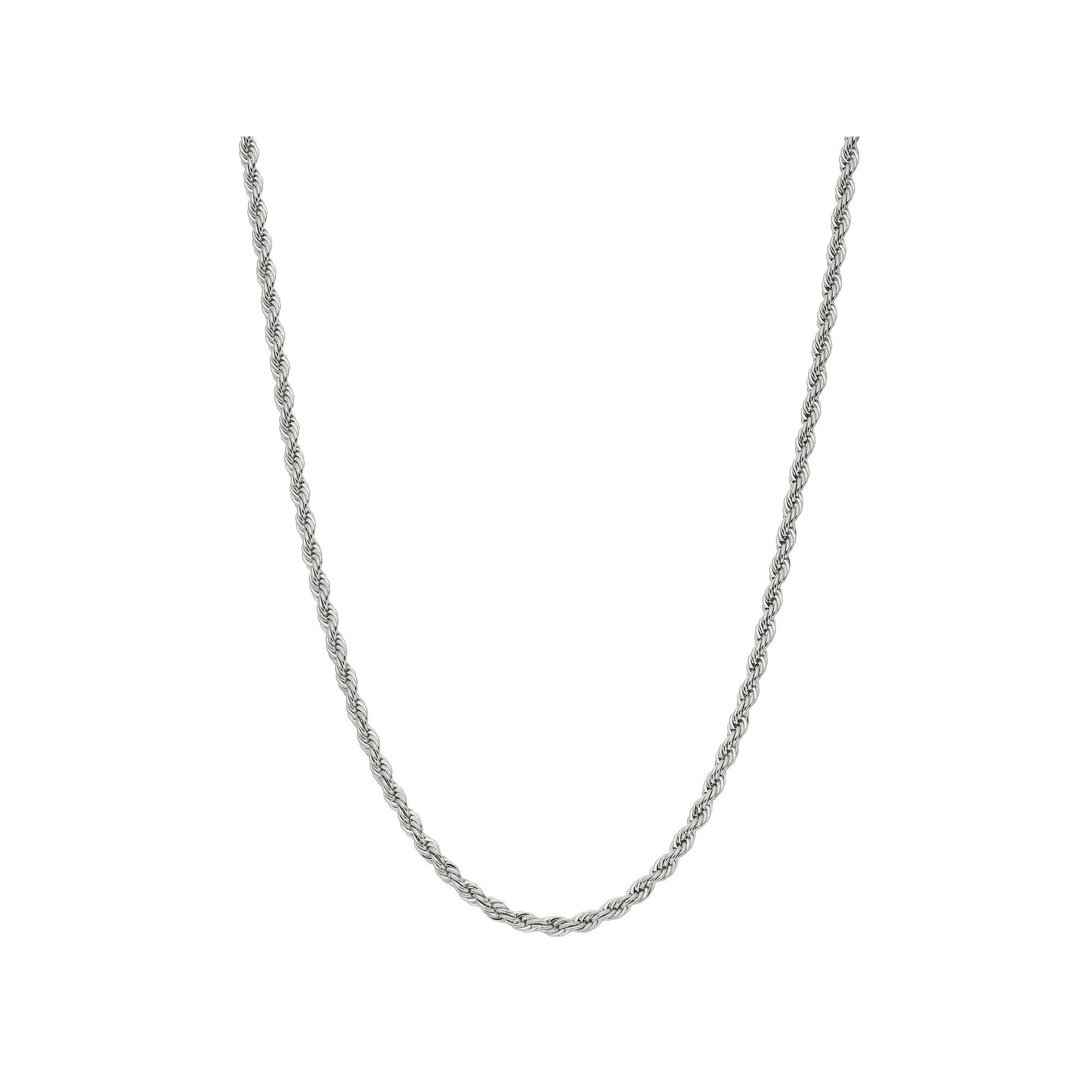 Silver Tone Long Rope Chain Necklace, Women's Product Image