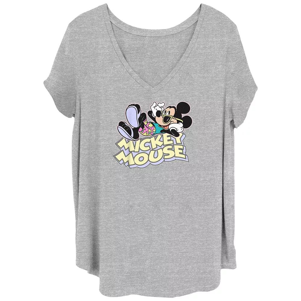 Disney's Mickey Mouse Vacation Mickey Juniors' Plus Graphic Tee, Women's, Size: 4XL, Grey Gray Product Image