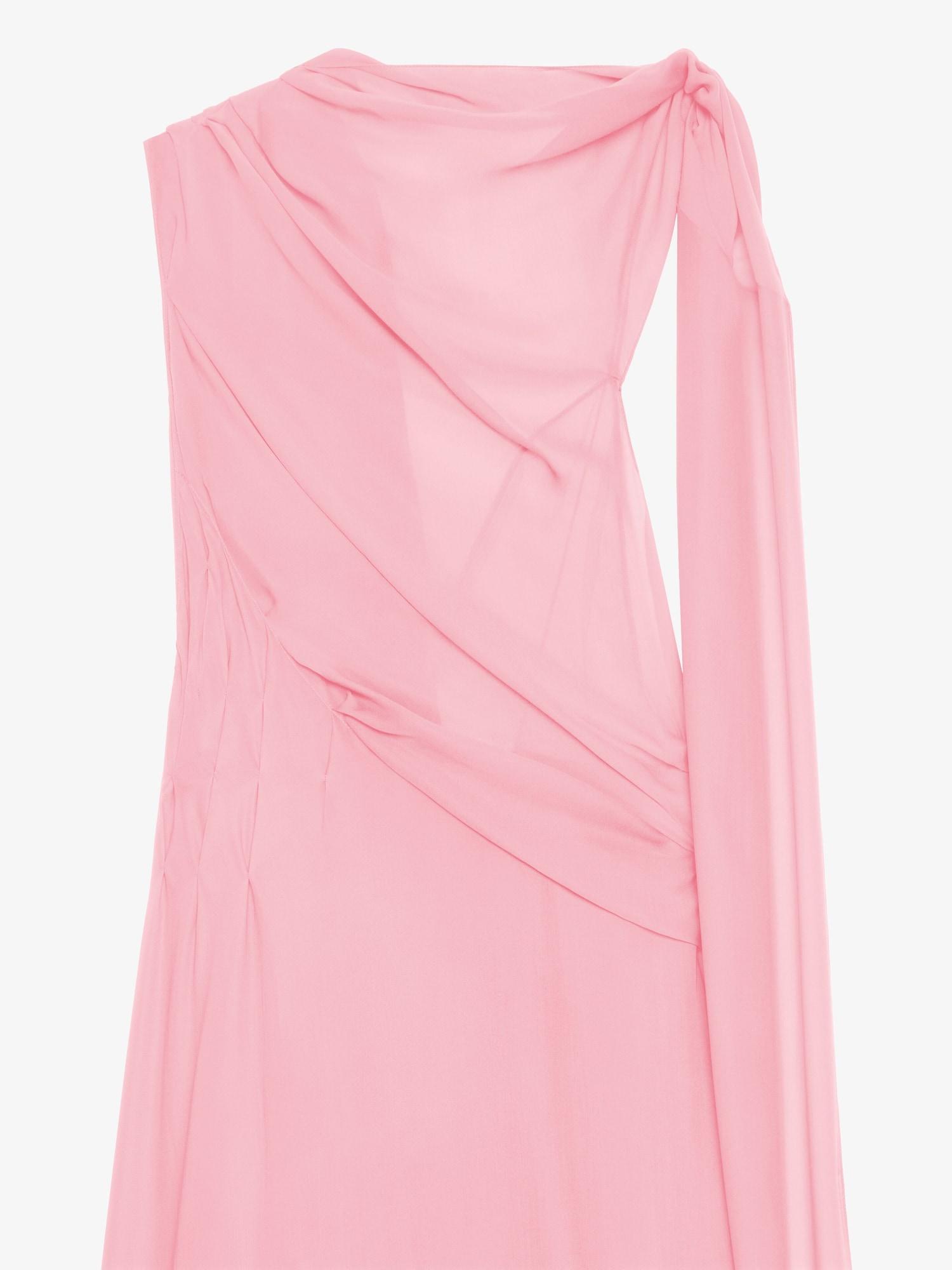 Draped dress in silk georgette with lavallière Product Image