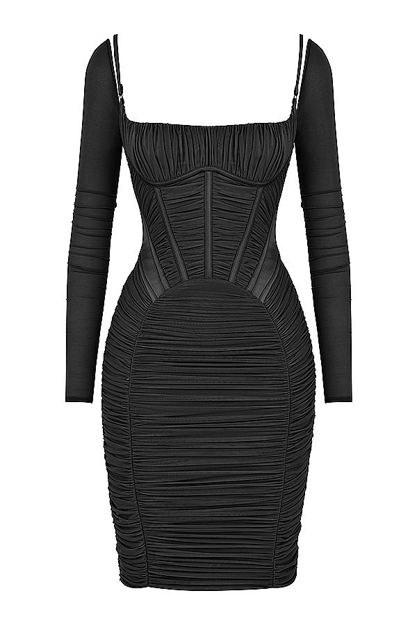 Freyja  black gathered corset dress Product Image