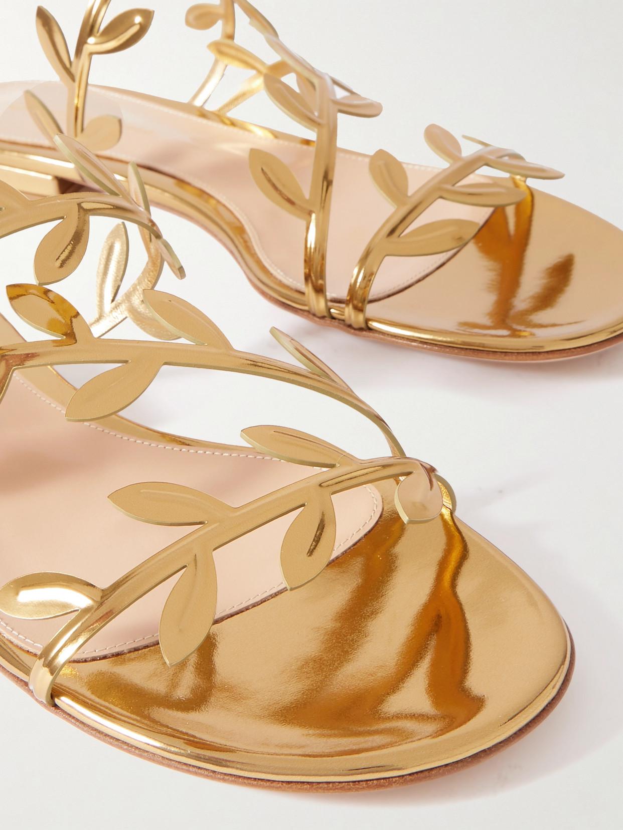 GIANVITO ROSSI Flavia Metallic Leather Sandals In Mekong Product Image