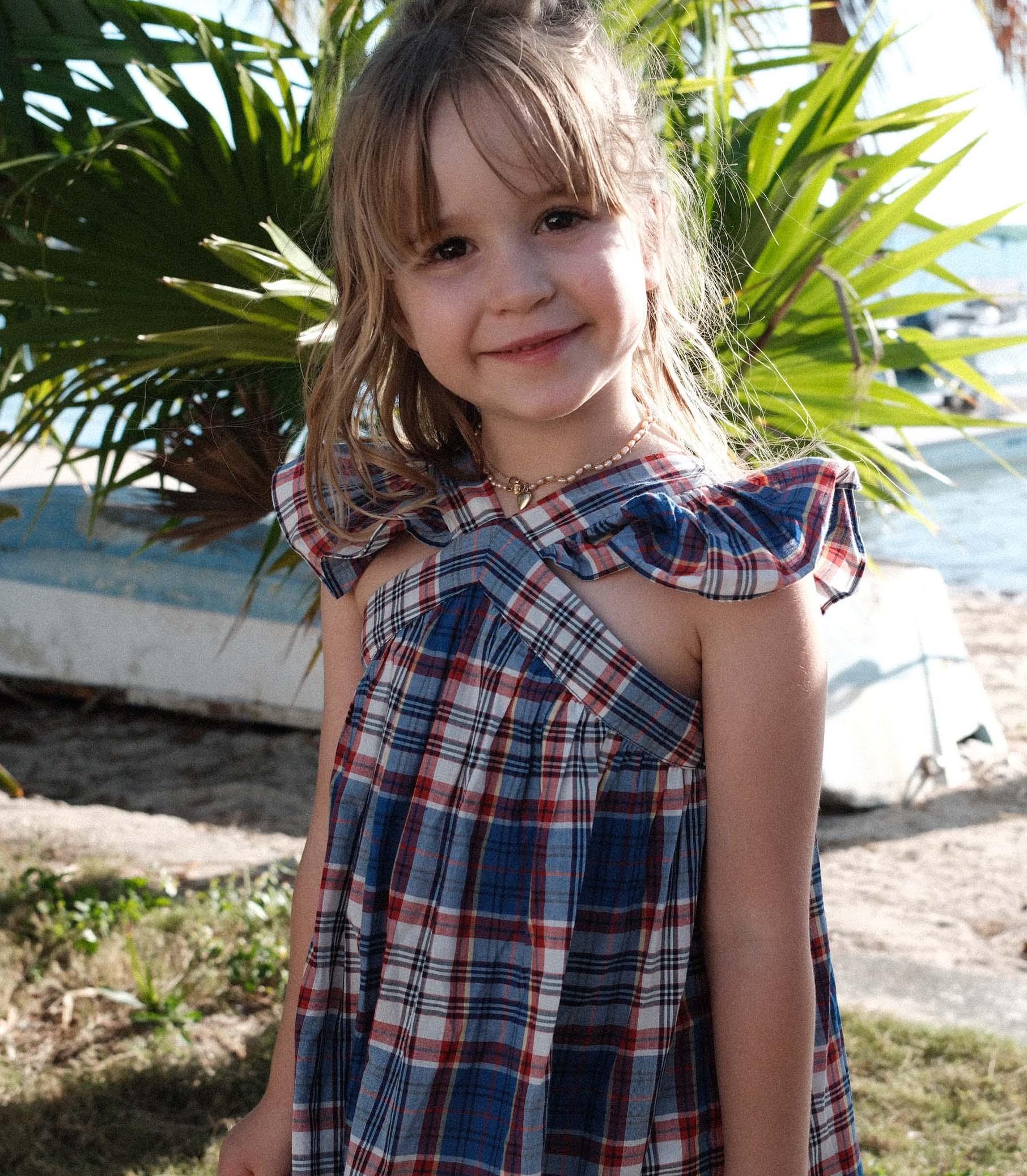 LITTLE NISHA DRESS -- COTE D’AZUR PLAID Product Image