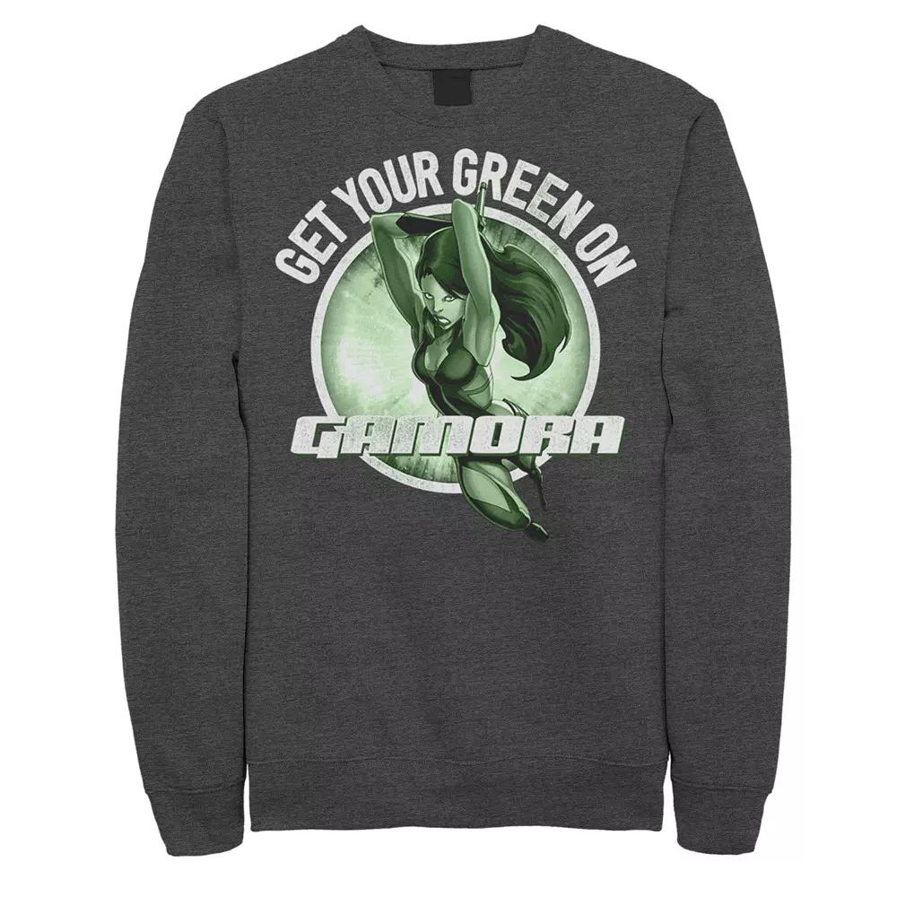 Men's Marvel Gamora Green On St. Patrick's Sweatshirt, Size: Large, Grey Heather Product Image