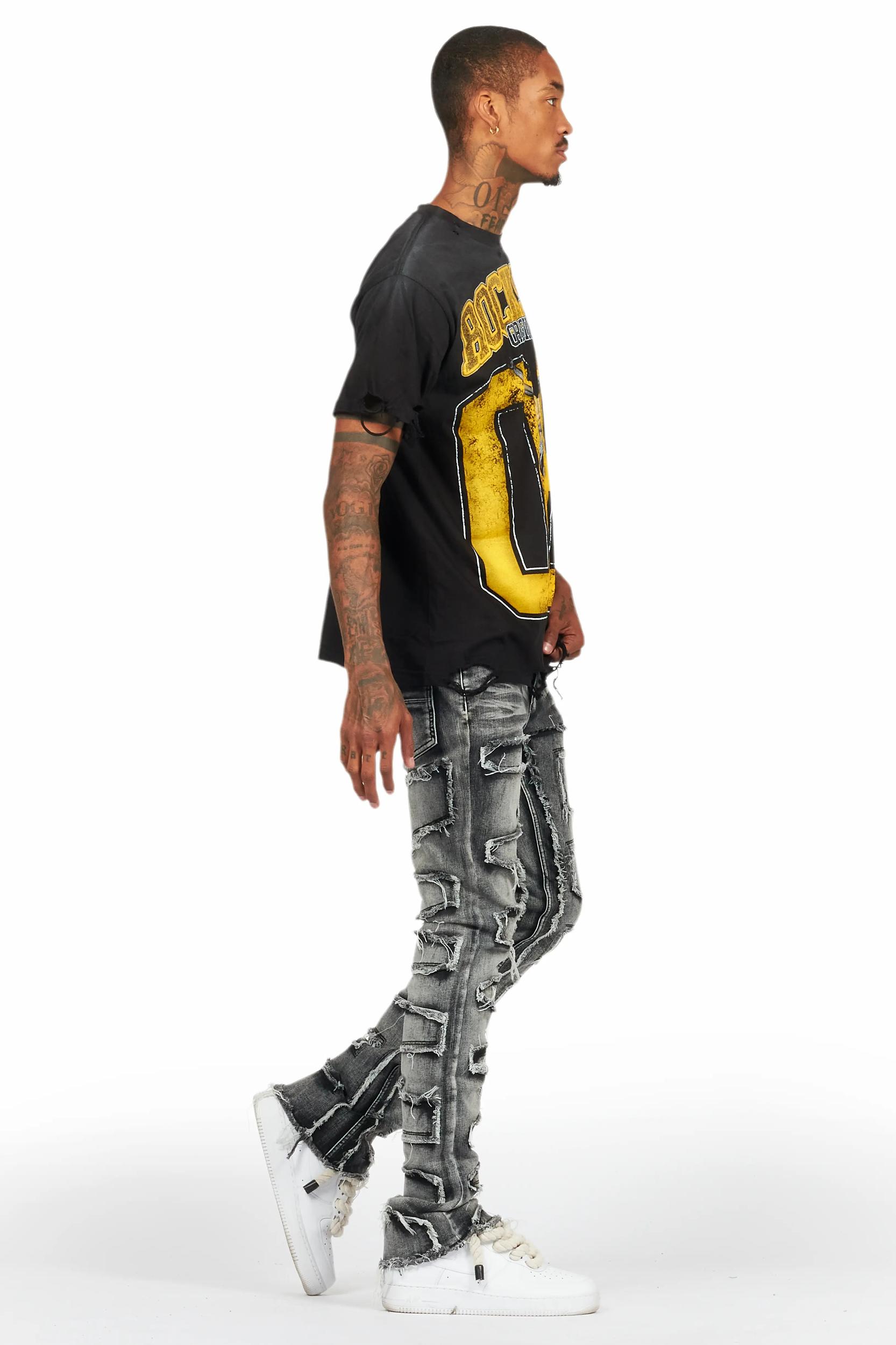 Fields Black/Yellow Oversized Graphic T-Shirt Male Product Image