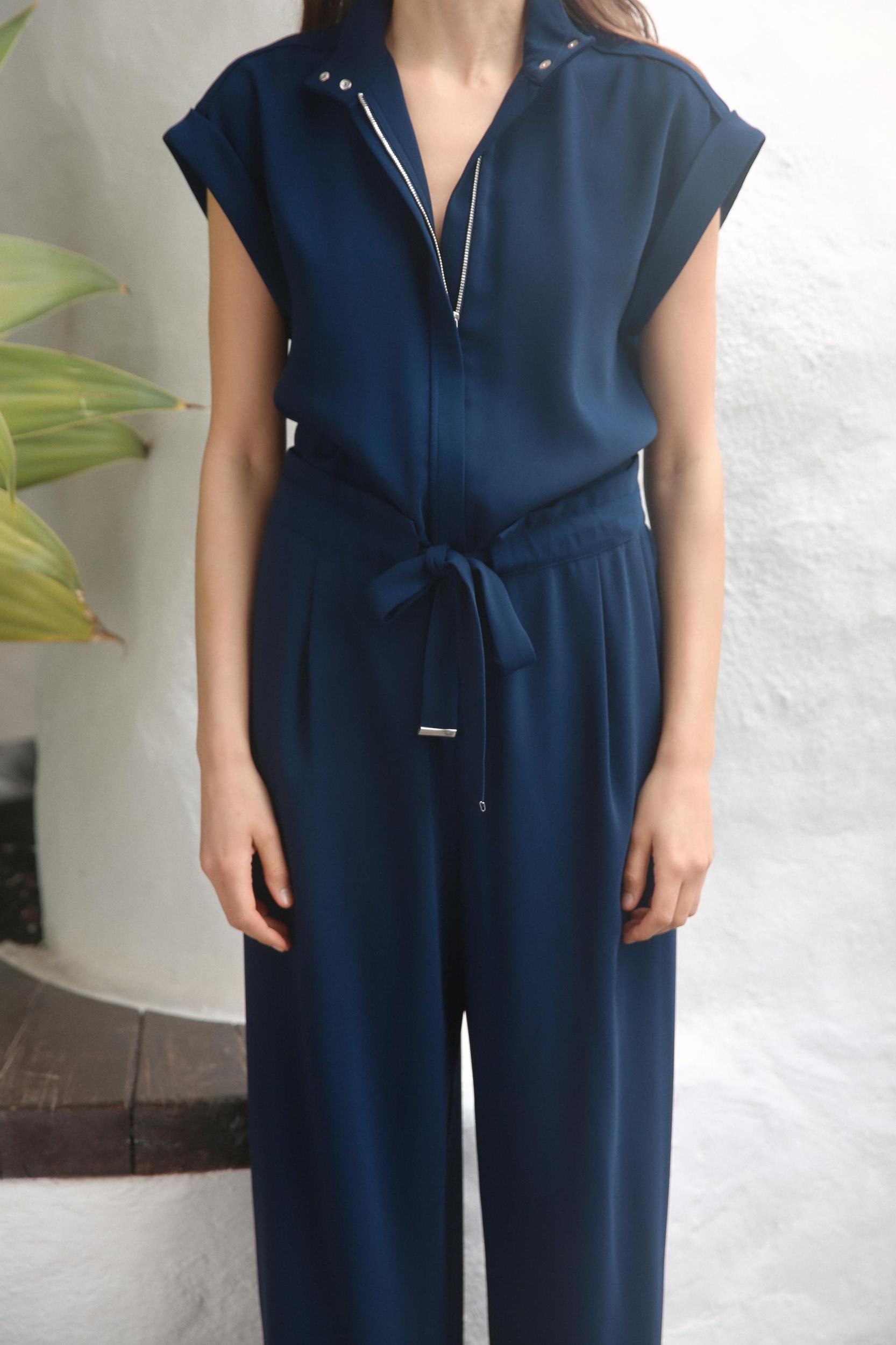 BELTED CREPE JUMPSUIT Product Image
