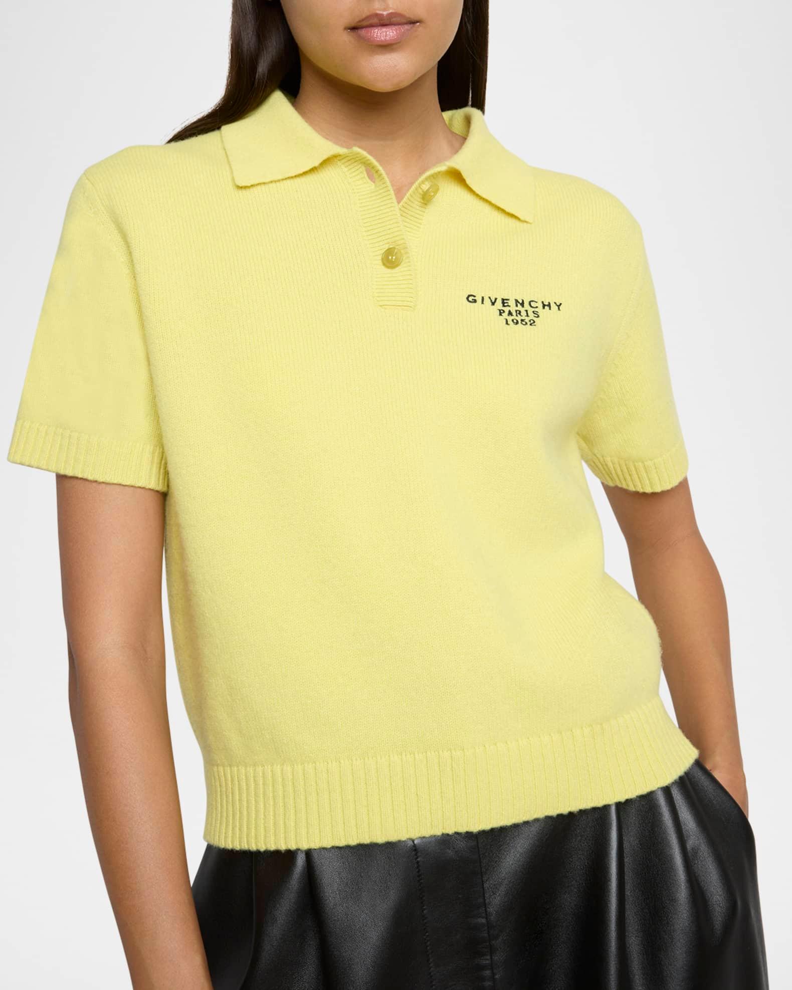 Embroidered Short-Sleeve Wool-Cashmere Polo Product Image