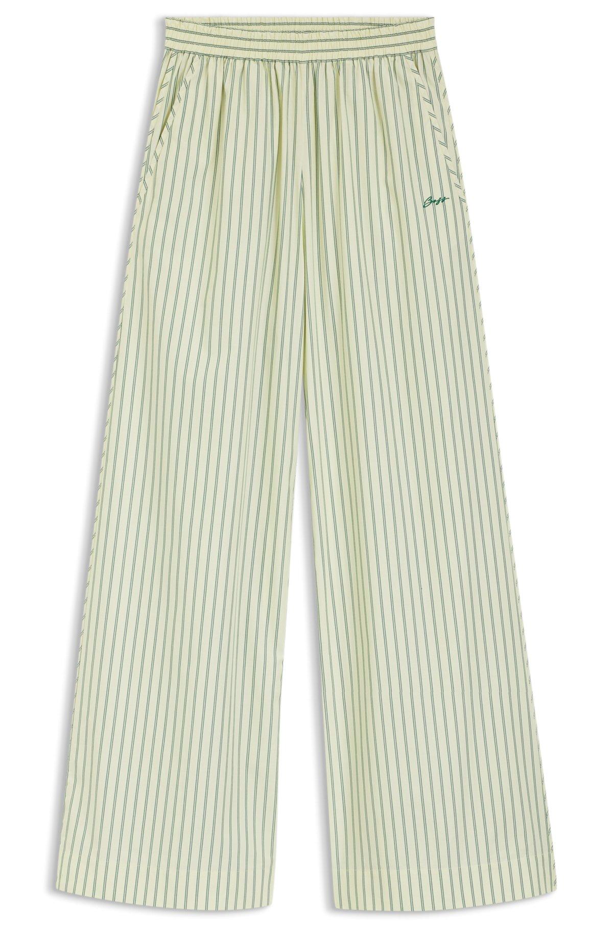 Cotton-poplin trousers with vertical stripe Product Image