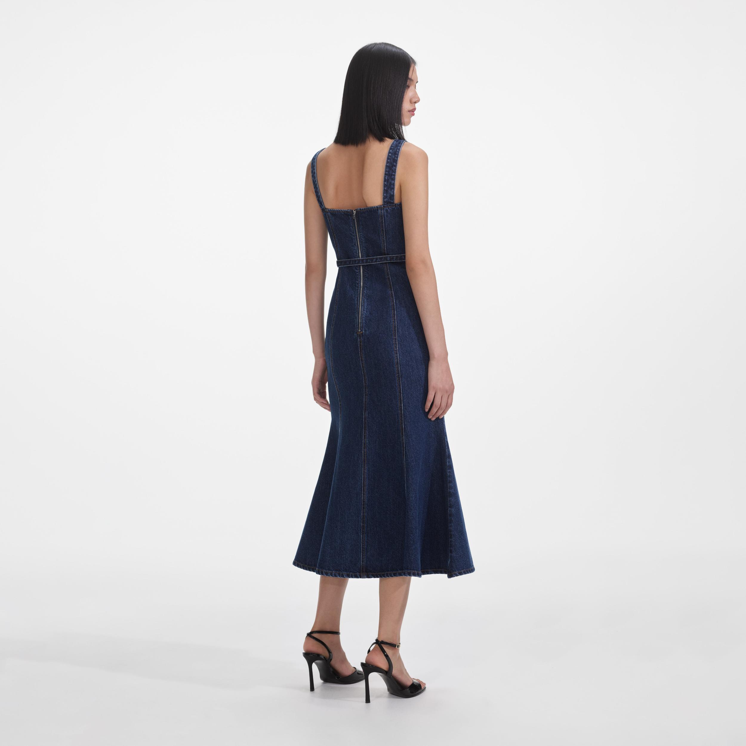 Denim Sweetheart Midi Dress Product Image