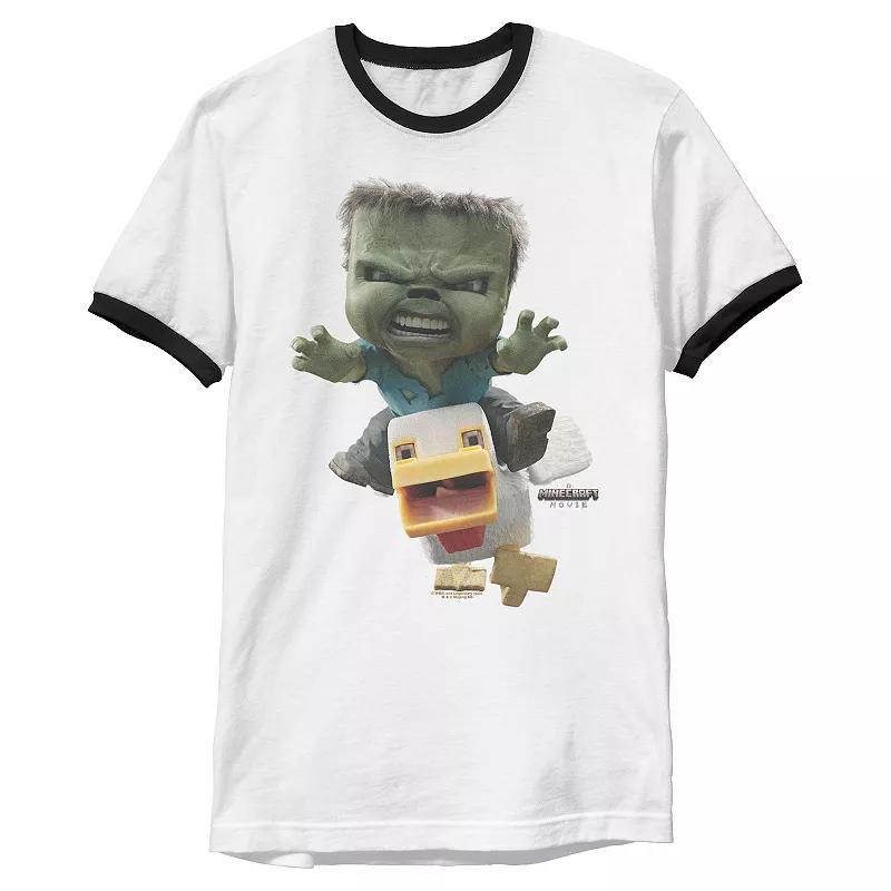 Men's Minecraft Chicken Jockey Attack Graphic Ringer Tee,  Product Image