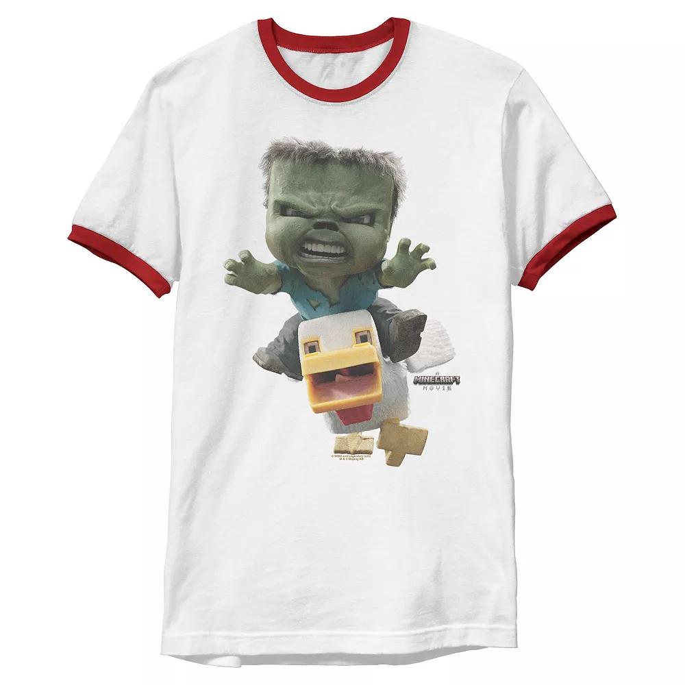 Men's Minecraft Chicken Jockey Attack Graphic Ringer Tee,  Product Image