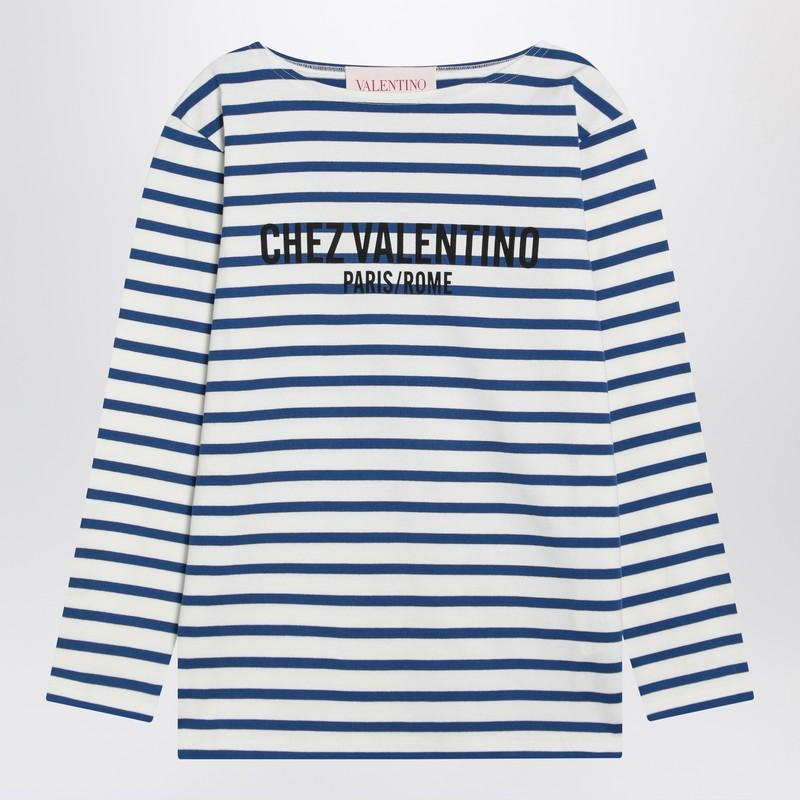 VALENTINO Garavani Men Embroidered Cotton T-shirt In Stripped Product Image