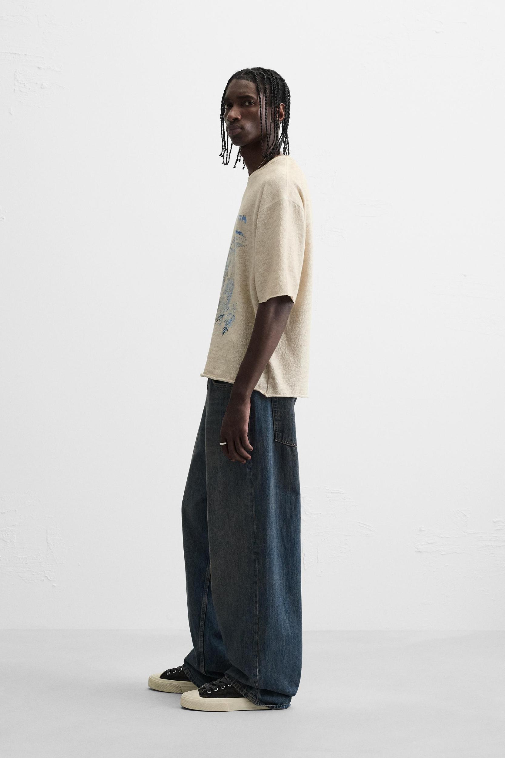 PRINTED WASHED KNIT T-SHIRT Product Image