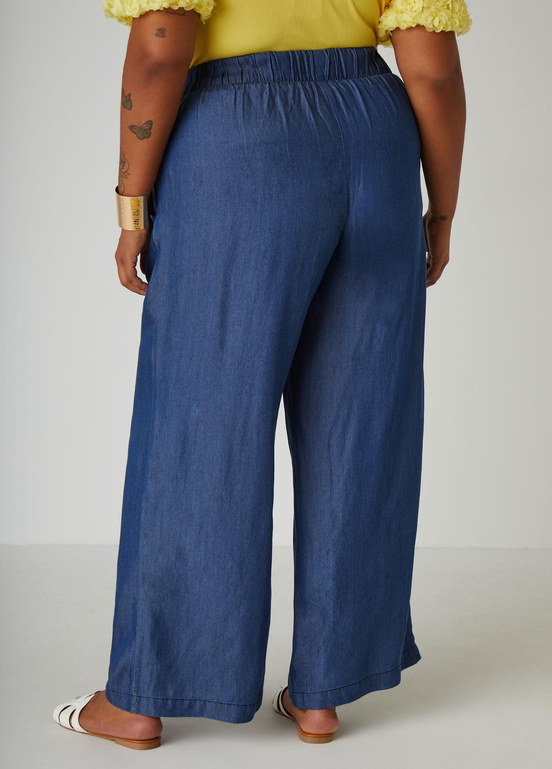 Belted Chambray Wide Leg Pants Product Image
