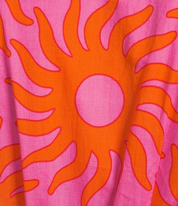 J.Marie Mara Sun Print V-Neck Short Flutter Sleeve Wrap Front Romper Product Image