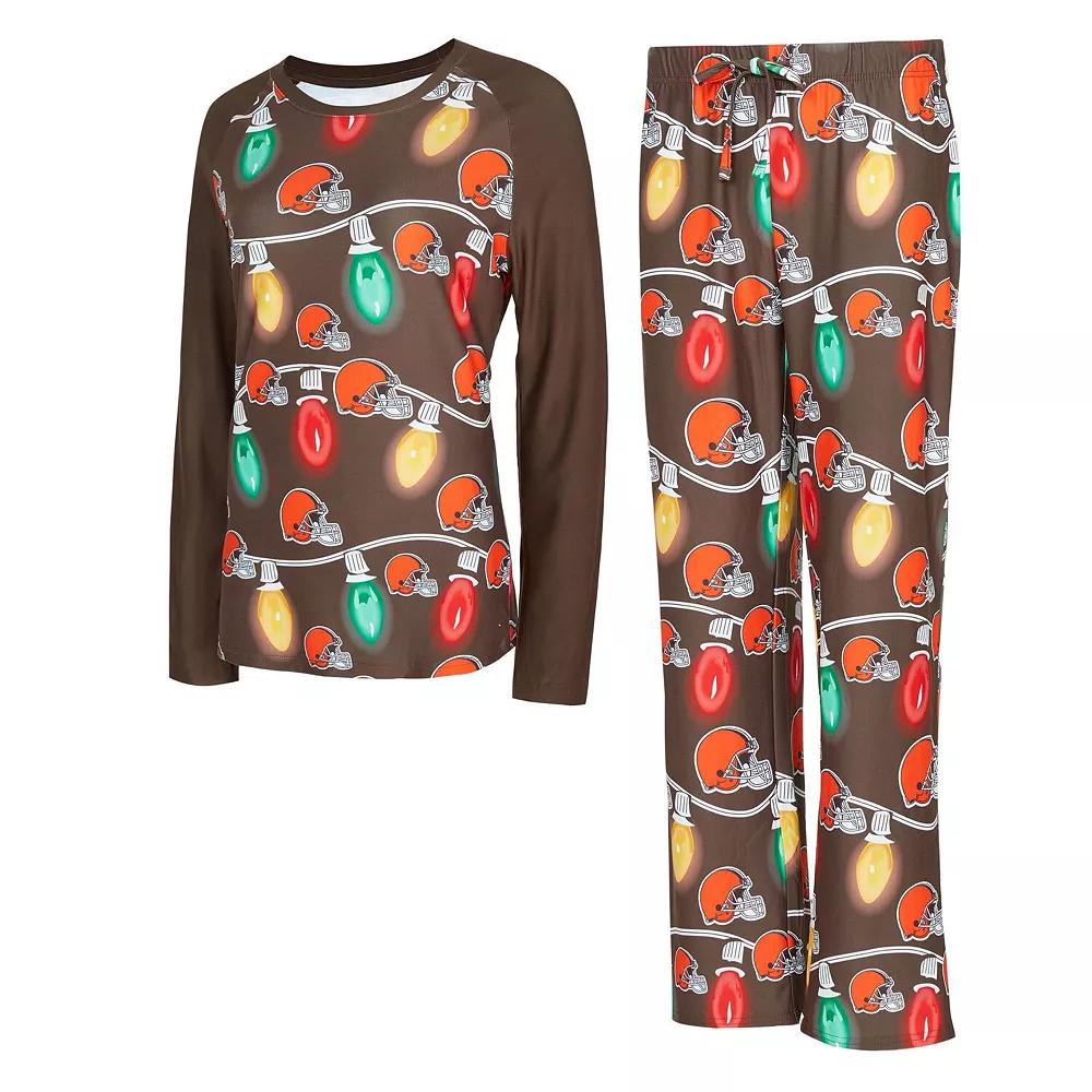 Women's Concepts Sport Cleveland Browns Garland Knit Raglan Long Sleeve T-Shirt & Pants Set,  Product Image