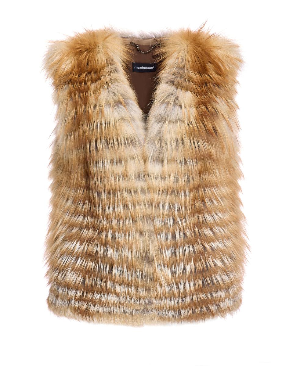 Collarless Feathered Fox Vest Product Image