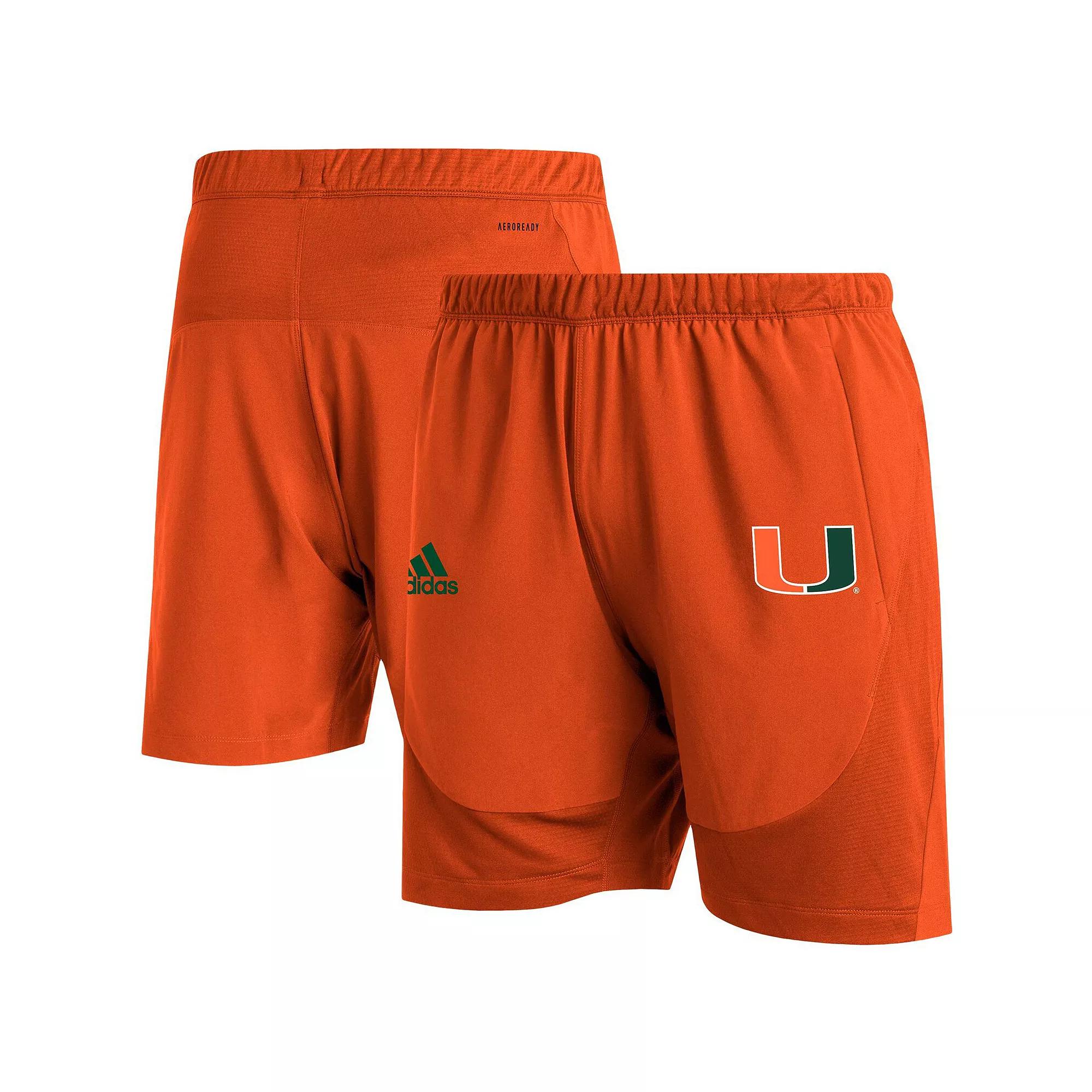 Men's adidas Orange Miami Hurricanes 2021 Sideline AEROREADY Training Shorts, Size: Small Product Image
