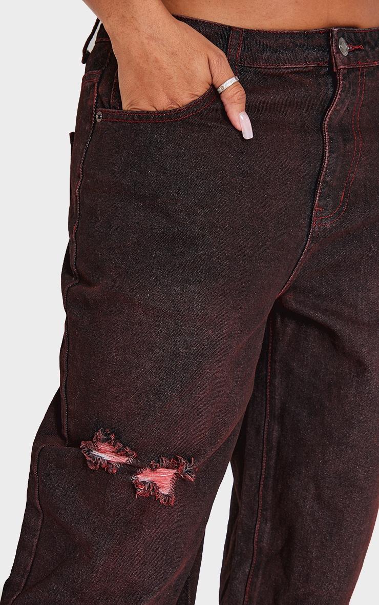 Shape Burgundy Washed Denim Wide Leg Jeans Product Image