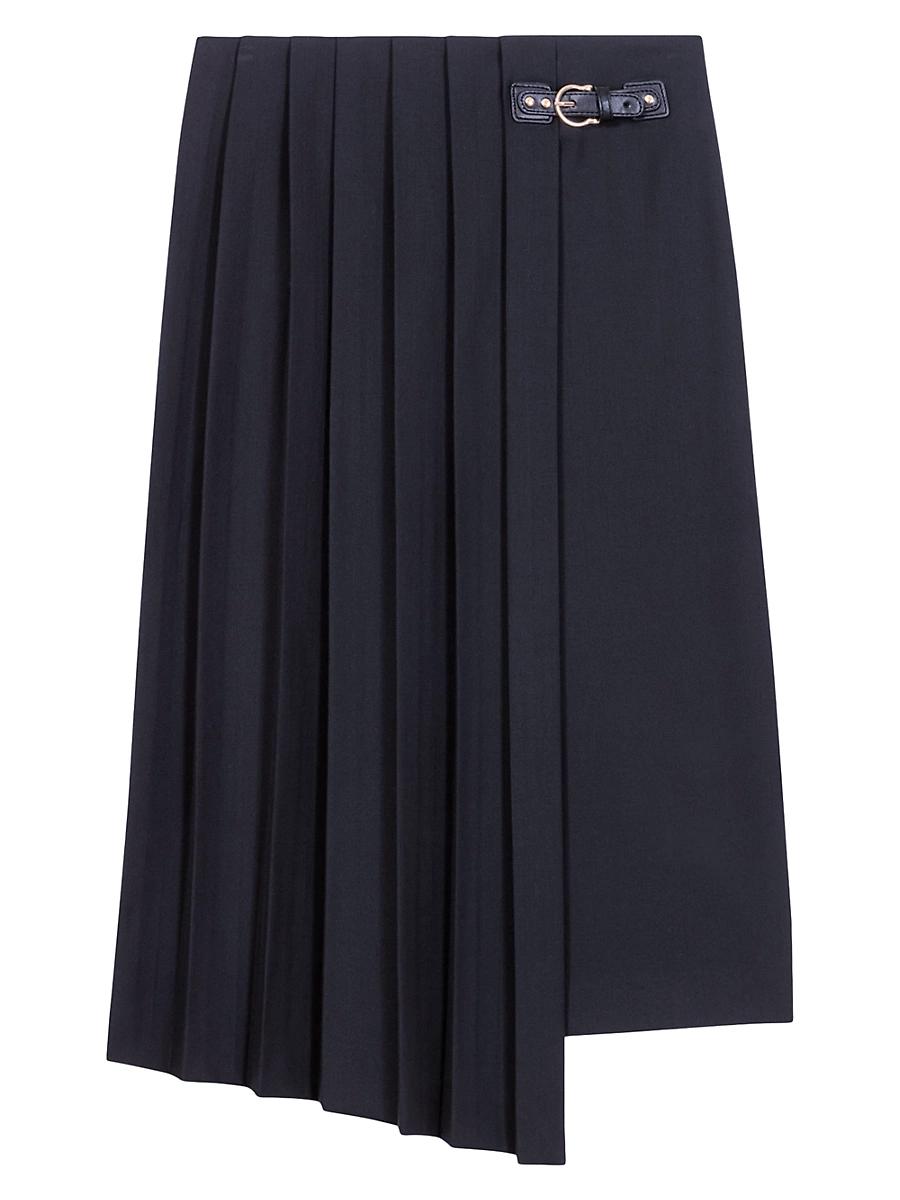 Womens Asymmetrical Long Pleated Skirt Product Image