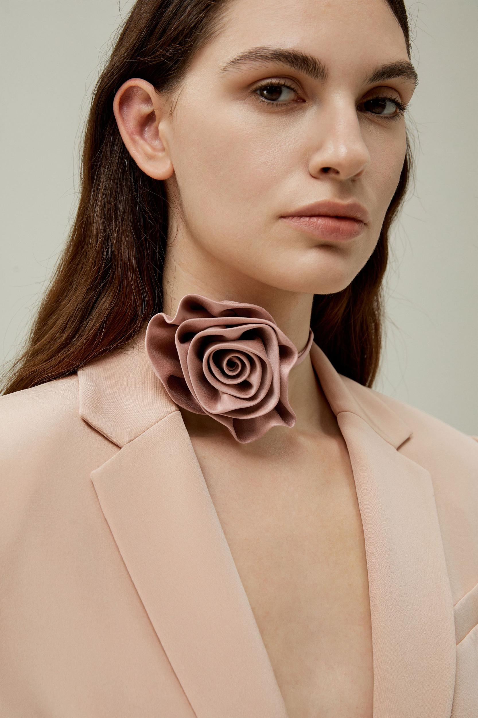 Rosette Silk Collar Necklace Product Image