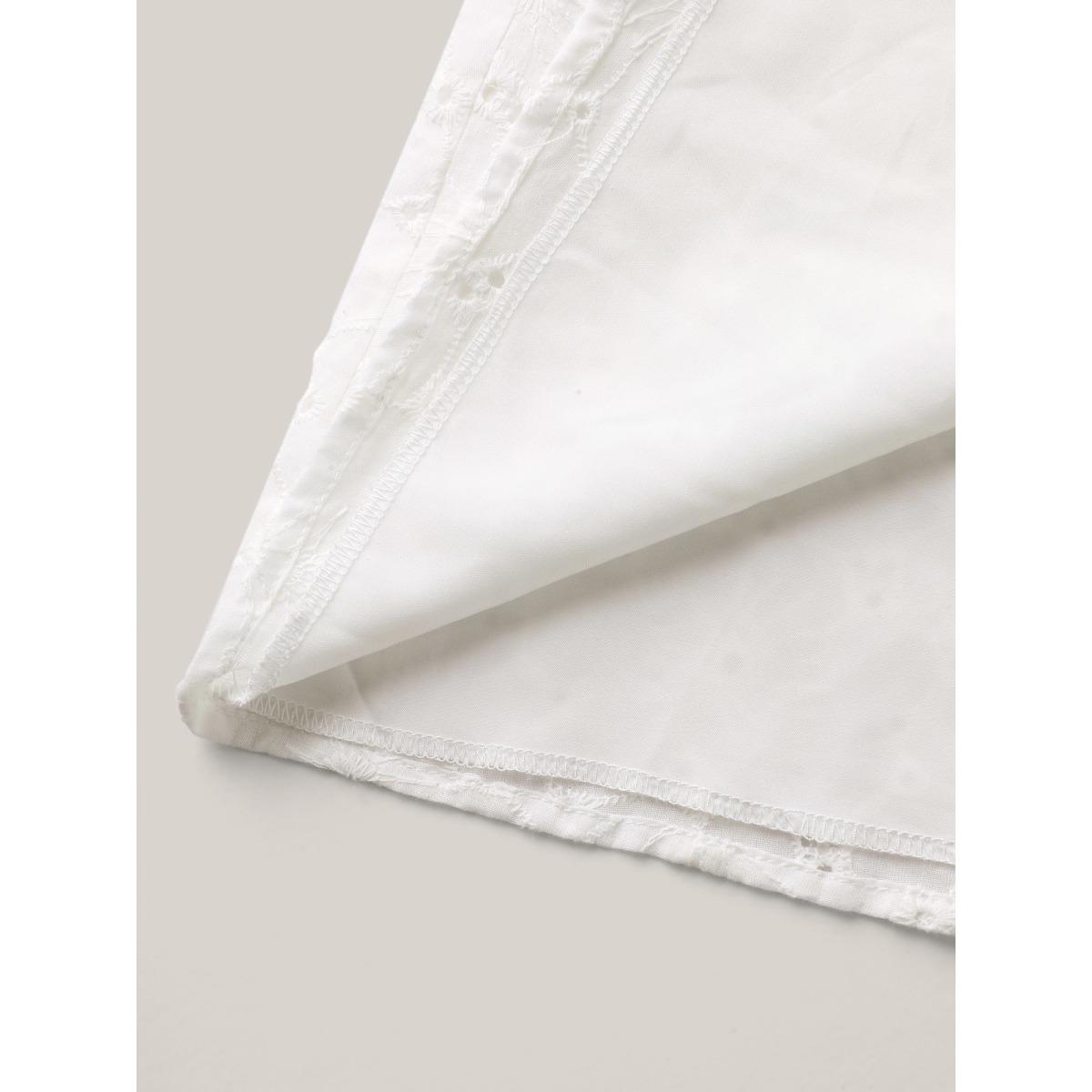 Plus Size WhiteSmoke Pure Cotton Eyelet Texture Blouse Women Timeless Elbow-length sleeve Notched collar Elegant Blouses BloomChic 18-20/2X Product Image