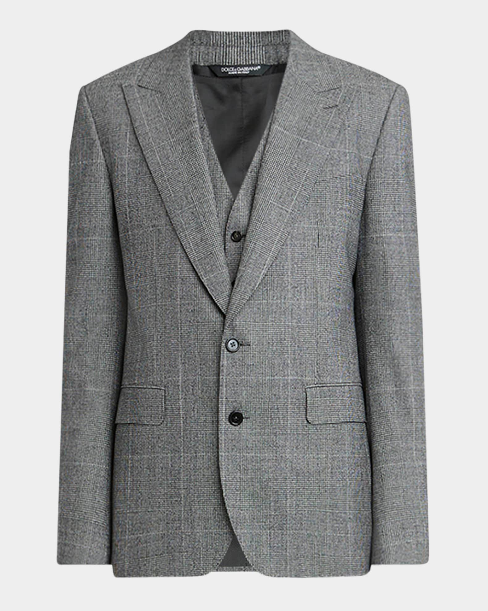 Men's Wool Glen Plaid Three-Piece Suit Product Image